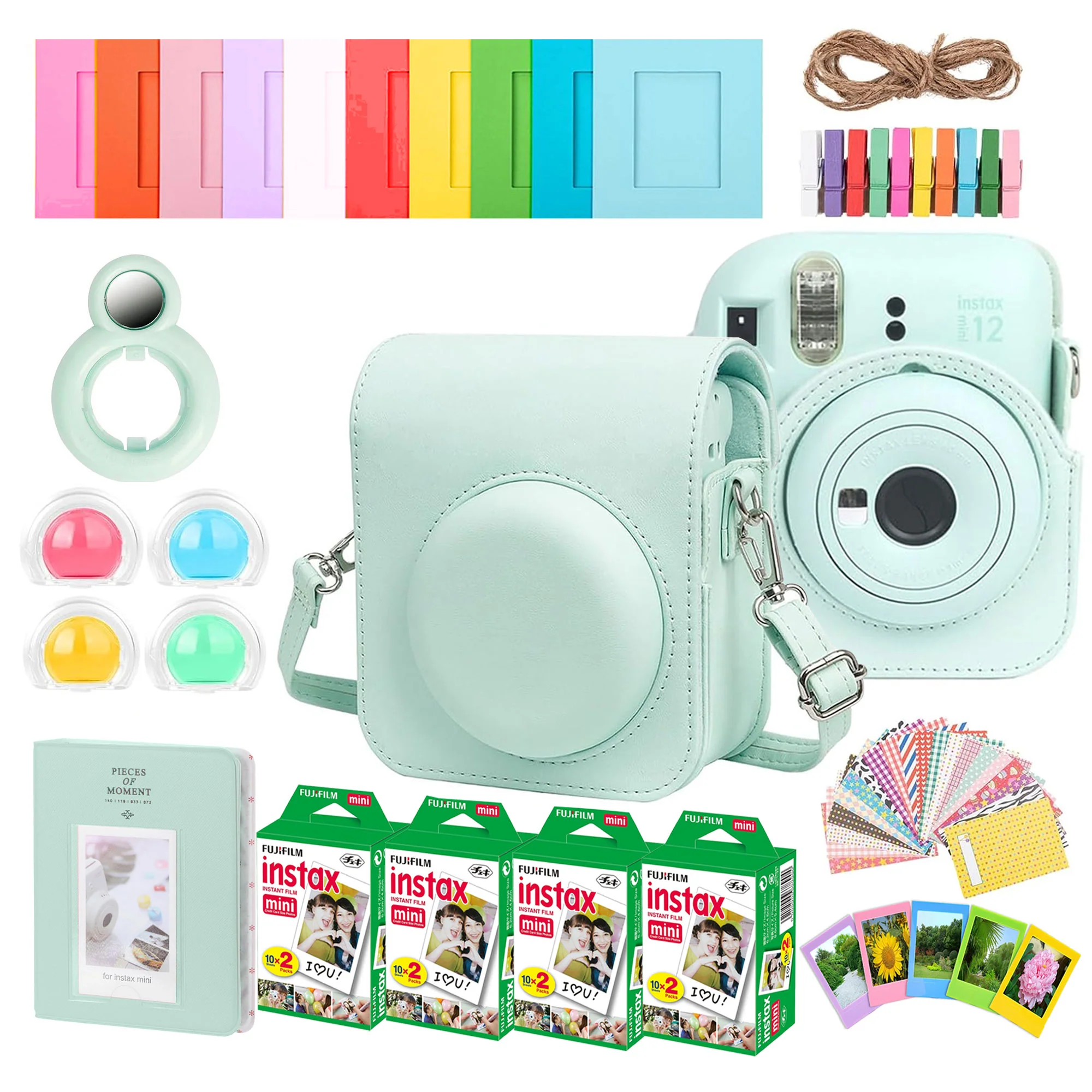 Complete Accessory Kit for Fujifilm Instax Mini 12 (Geen) with 4x Fujifilm 2x10 Film