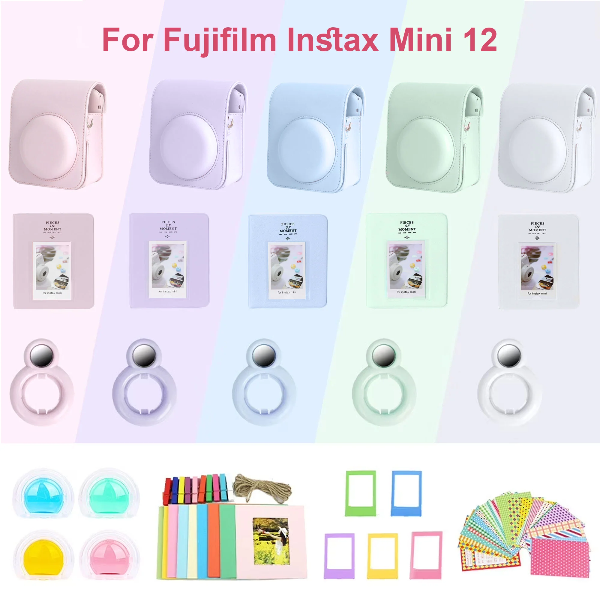 Complete Accessory Kit for Fujifilm Instax Mini 8/9/11/12 – Camera Case, Photo Album, Frames, Stickers & Lens Filters (Purple) - Image 2