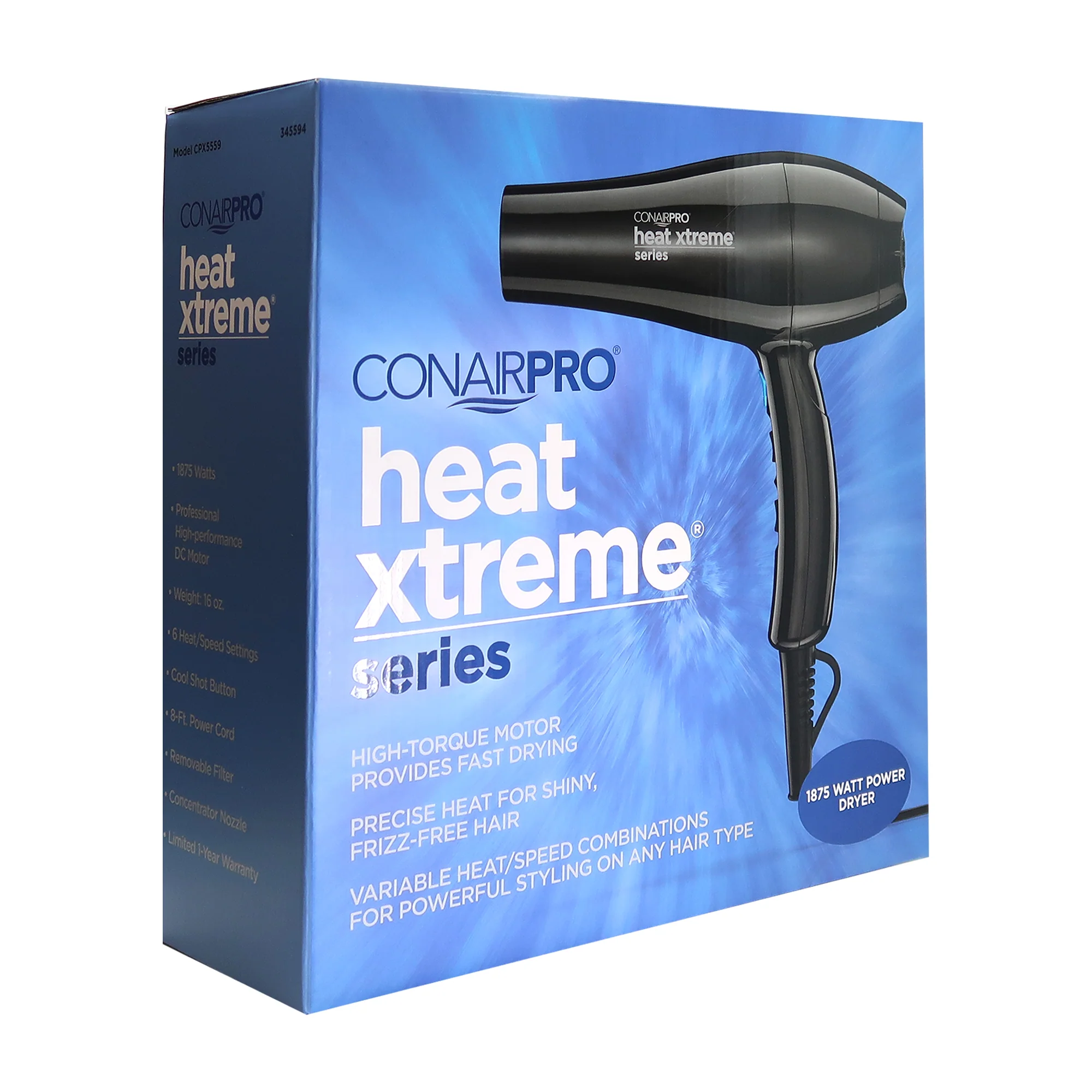 Conair Professional Heat Xtreme Professional Hair Dryer Black with Conair Pro Ergo-Grip Vented Brush - Image 4