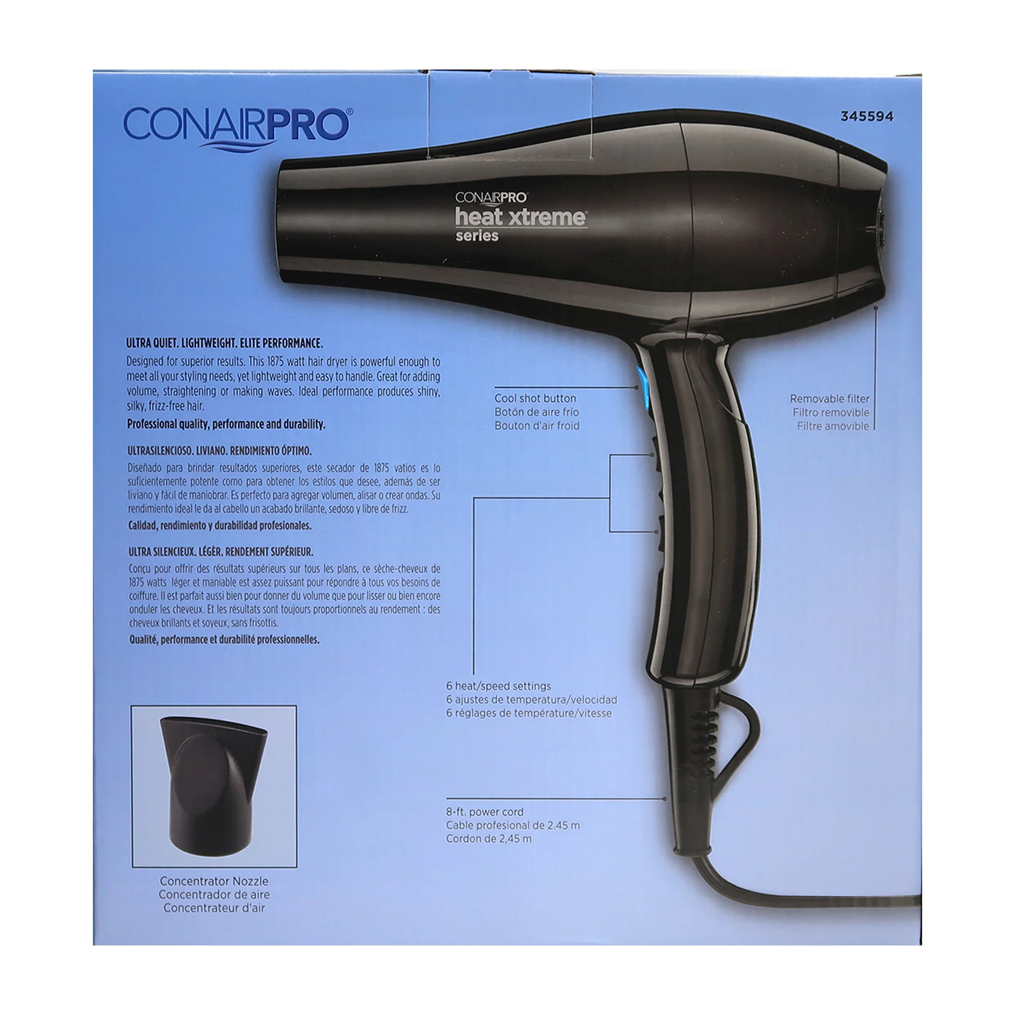 Conair Professional Heat Xtreme Professional Hair Dryer Black with Wahl Flat Top Comb White and BaByliss Pro Professional Texturizing Comb - Image 5