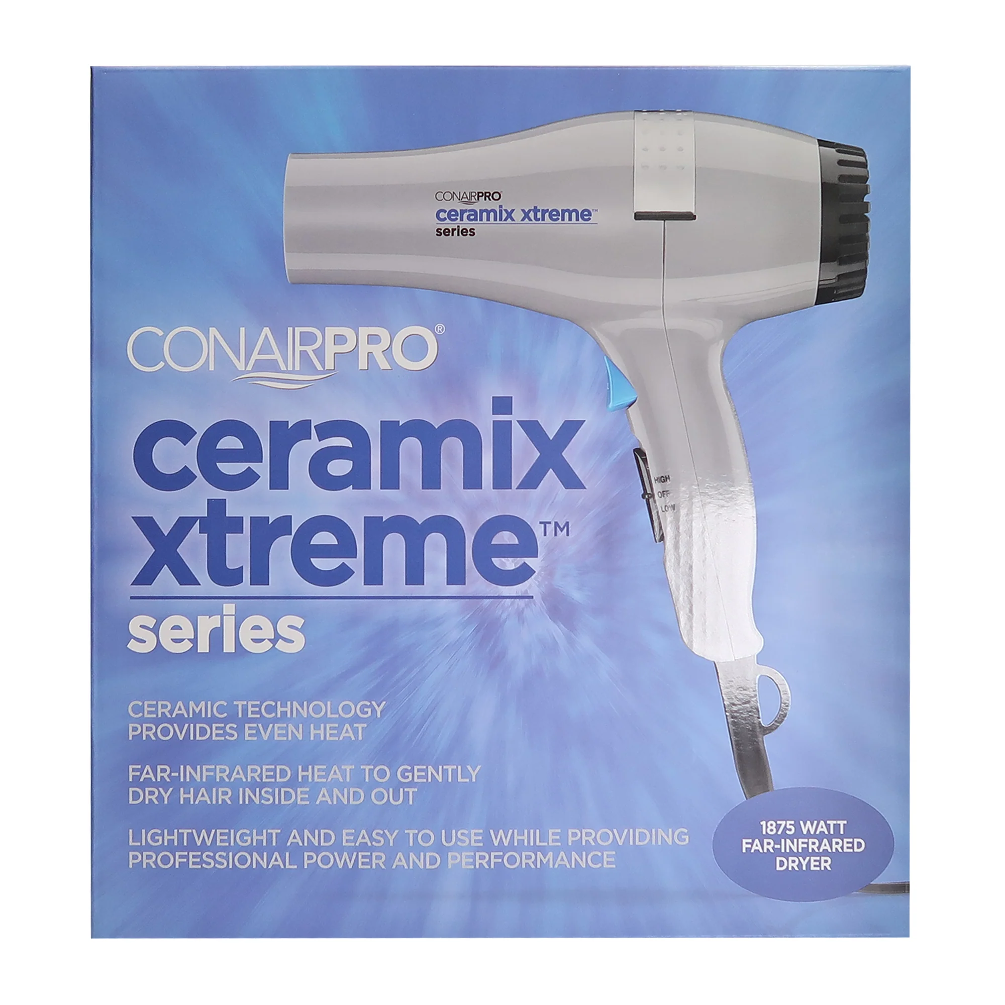 Conair Pro Ceramix Xtreme Series Lightweight 1875W Hair Dryer with Wahl Flat Top Comb White and BaByliss Pro Professional Texturizing Comb - Image 4