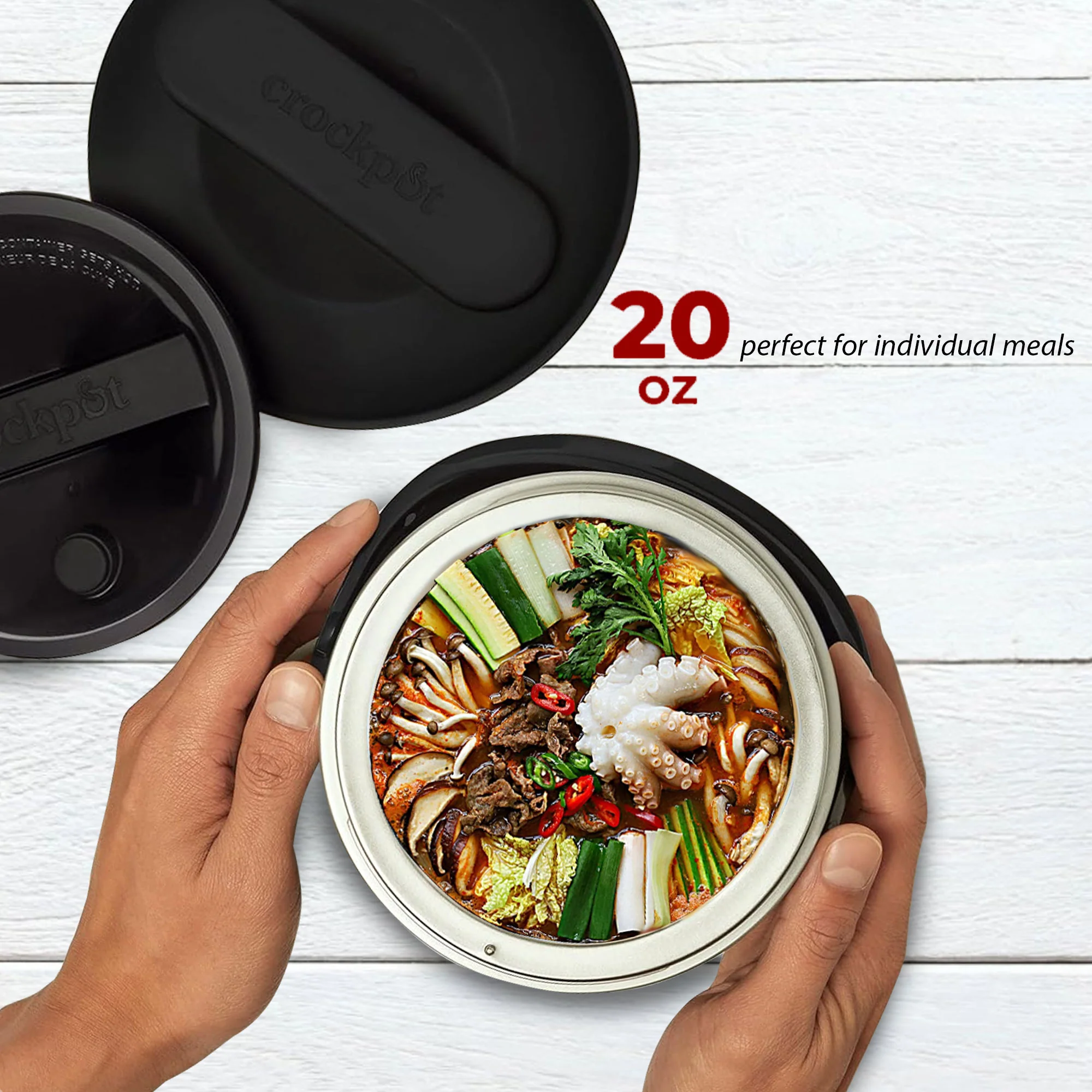 Crock-Pot Electric Lunch Box, Portable Food Warmer for On-the-Go, 20-Oz (591 mL), Black Licorice + 2x Cutlery Set + Easy & Delicious Crock-Pot Recipes - Image 3