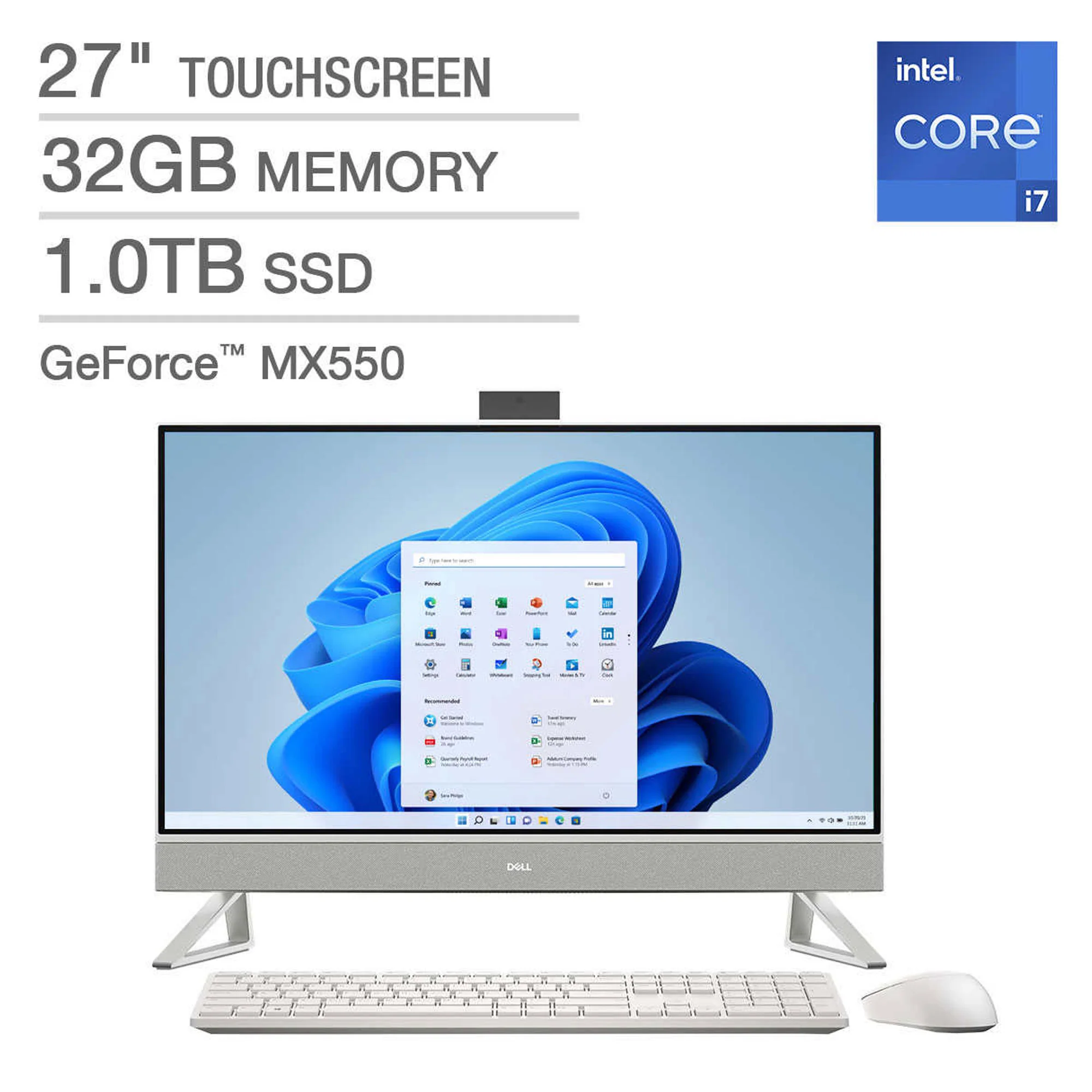 Dell Inspiron 27" 7000 Series All-in-One Touchscreen Desktop - 13th Gen Intel Core i7-1355U - GeForce MX550 - 1080p - Windows 11 H - 32 GB RAM - 1TB SSD - Image 5