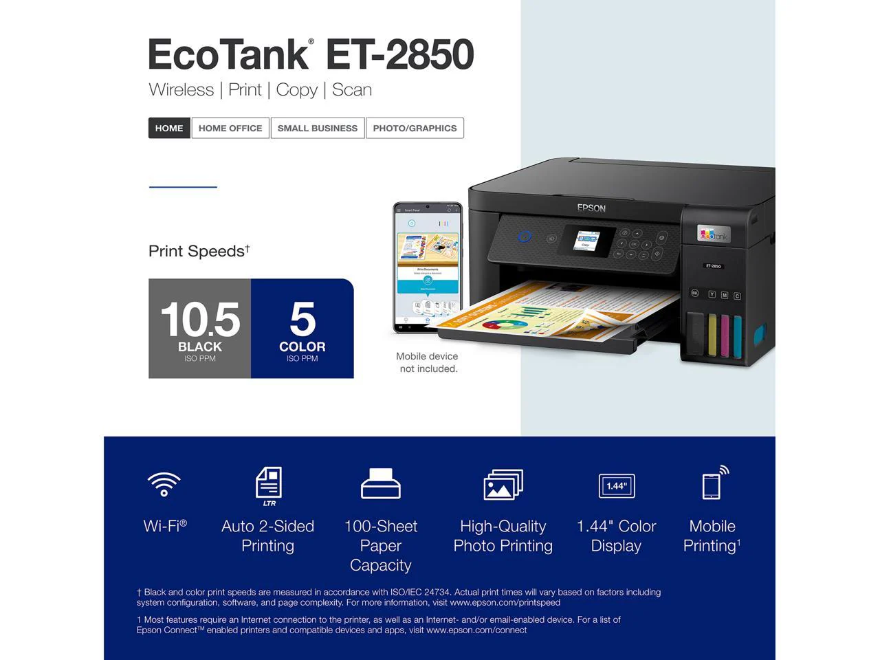 Epson EcoTank ET-2850 Wireless Color All-in-One Cartridge-Free Supertank Printer (Black) - Image 3