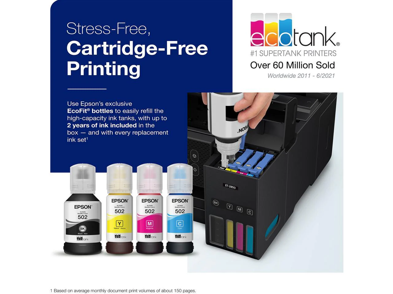 Epson EcoTank ET-2850 Wireless Color All-in-One Cartridge-Free Supertank Printer (Black) - Image 4