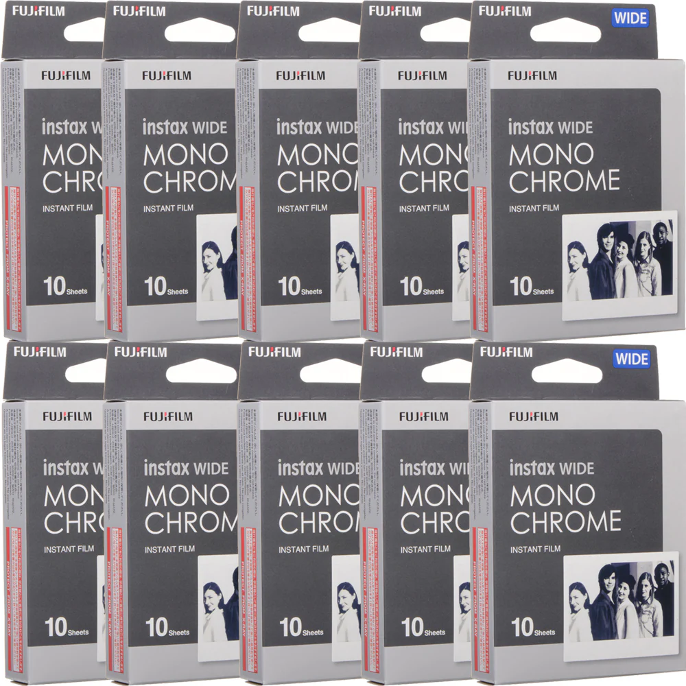 10 Pack FUJIFILM INSTAX Pack Wide Monochrome Instant Film (100 Exposures)