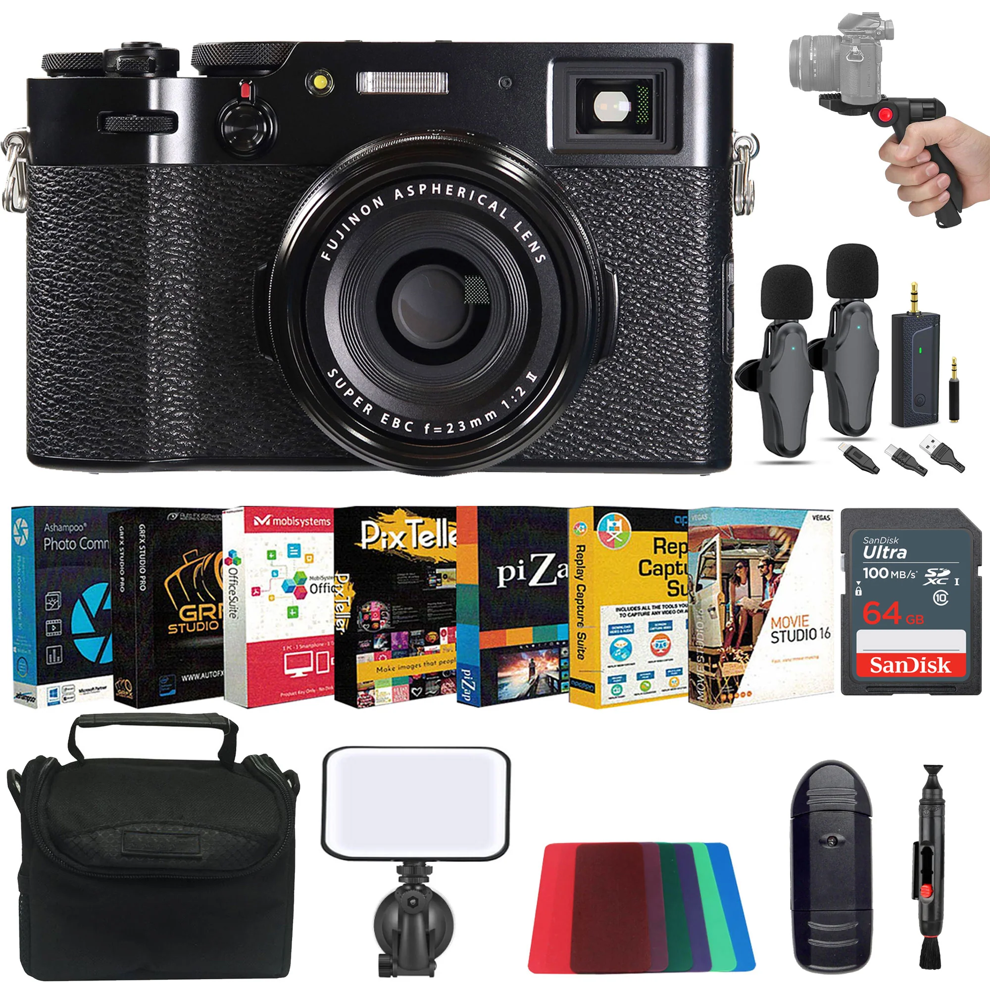 Fujifilm X100V 26.1 MP Digital Camera (Black) with Professional Content Creator Kit