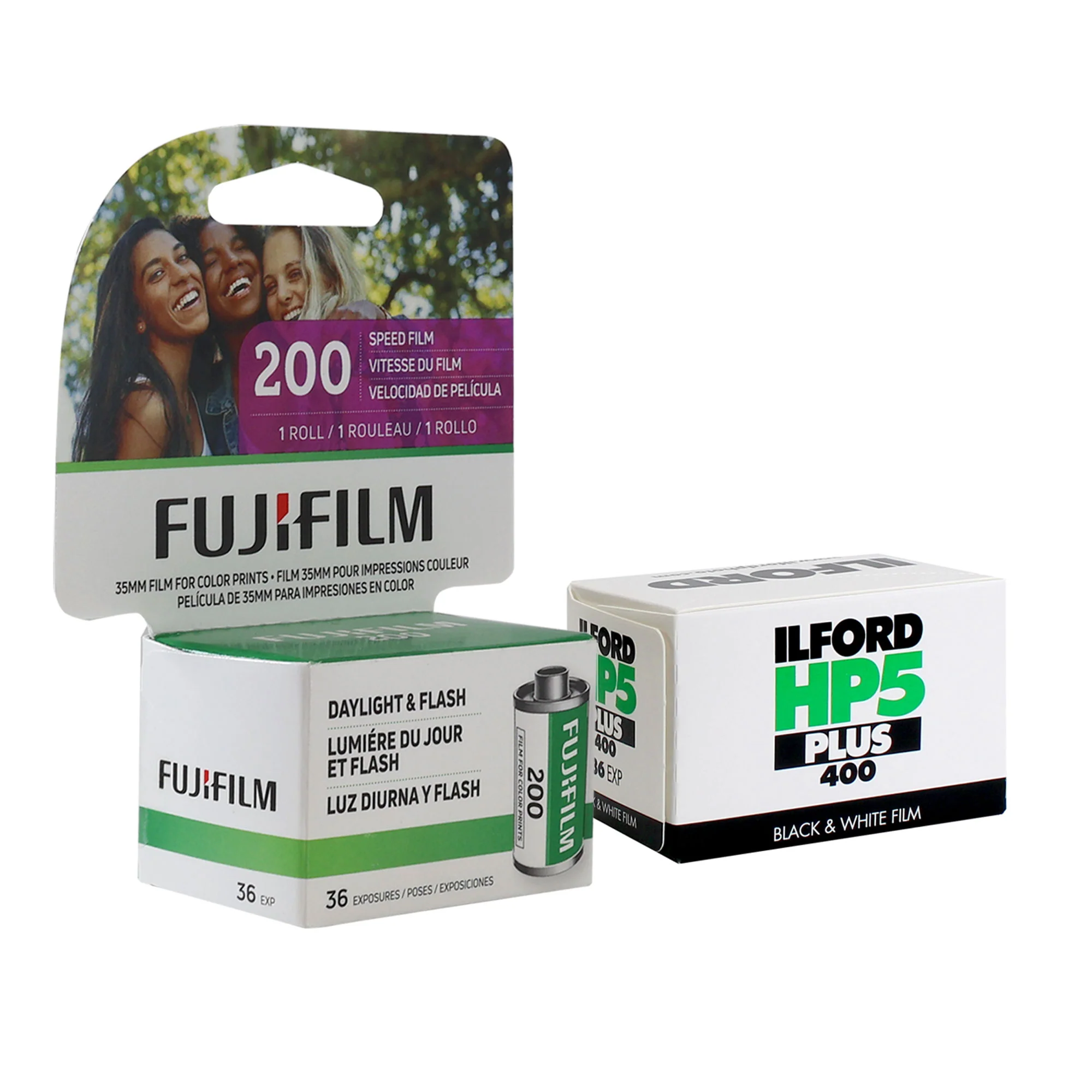 Fujifilm 200 Color Negative 35mm Film (36 Exposures) with Ilford HP5 Plus Black and White Negative Film (35mm Roll Film, 36 Exposures)