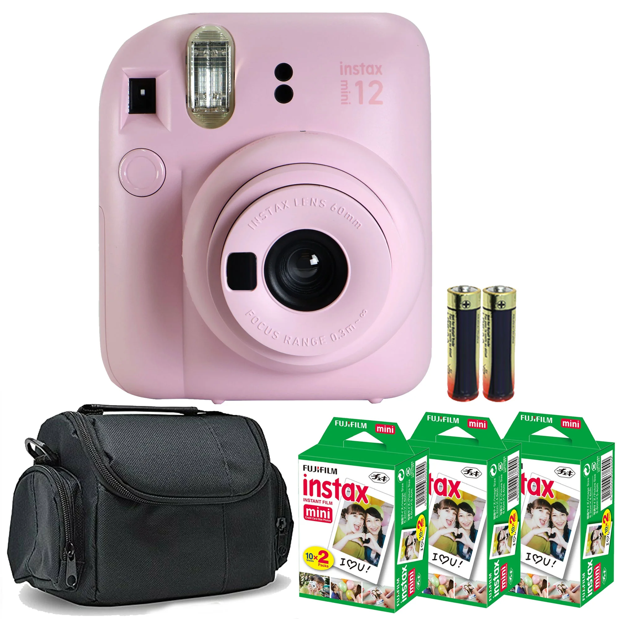 FUJIFILM INSTAX MINI 12 Instant Film Camera (Blossom Pink) with 3x 2x10 Film Mini Instax Film Pack Bundle