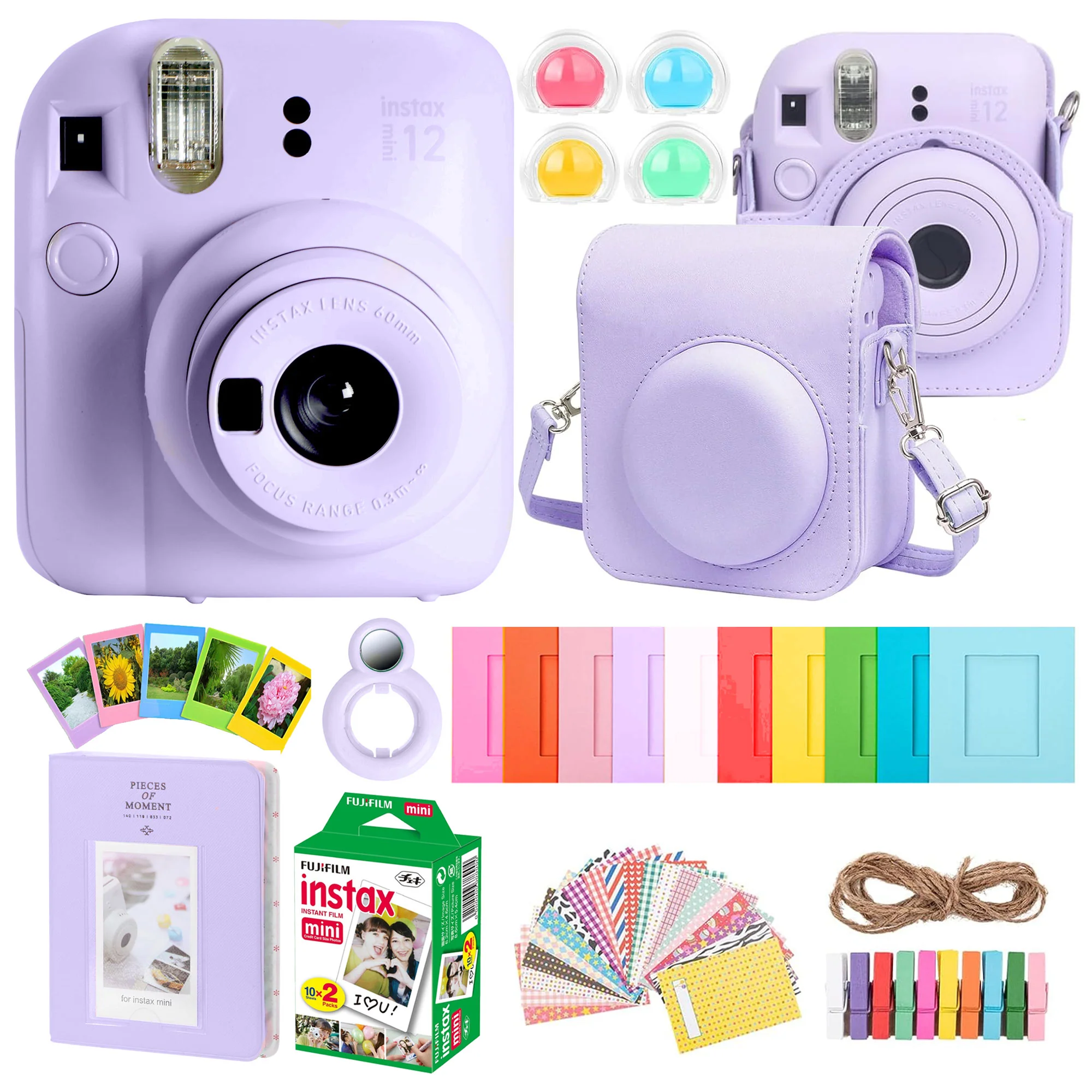 Fujifilm Instax Mini 12 Lilac Purple All-In-1 Camera Bundle Gift Set
