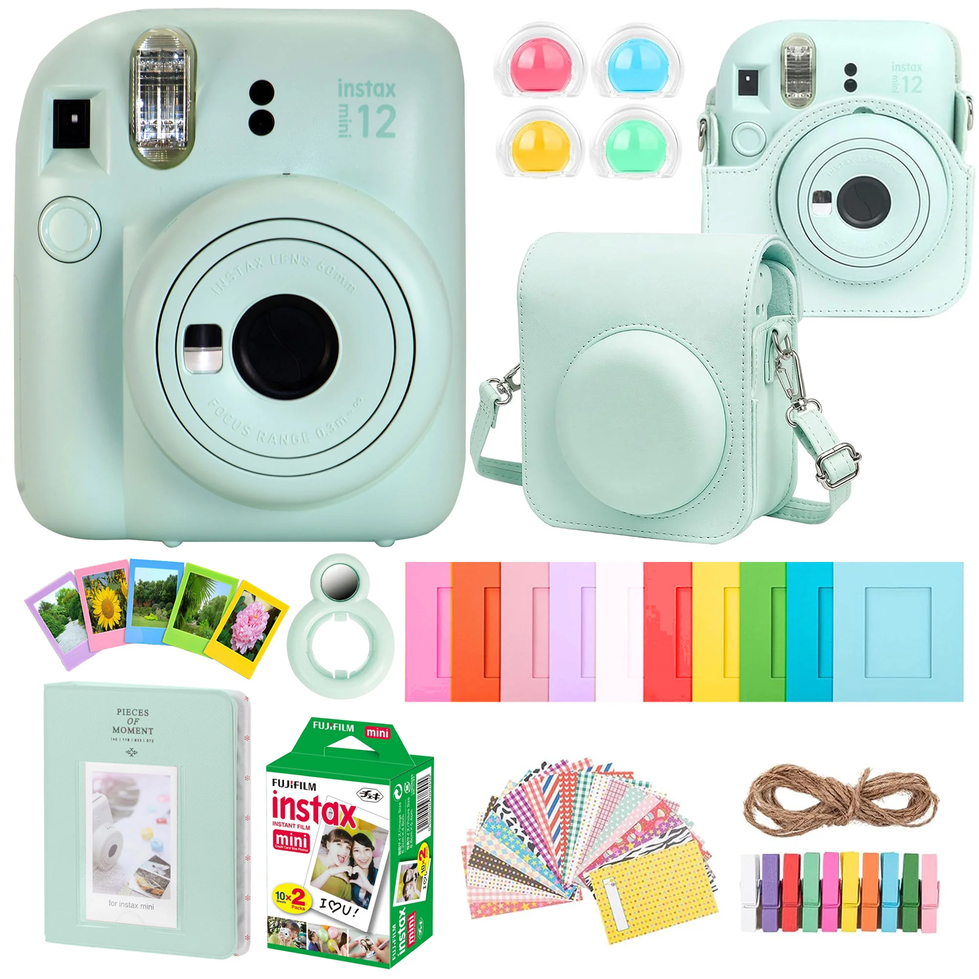 Fujifilm Instax Mini 12 Mint Green All-In-1 Camera Bundle Gift Set