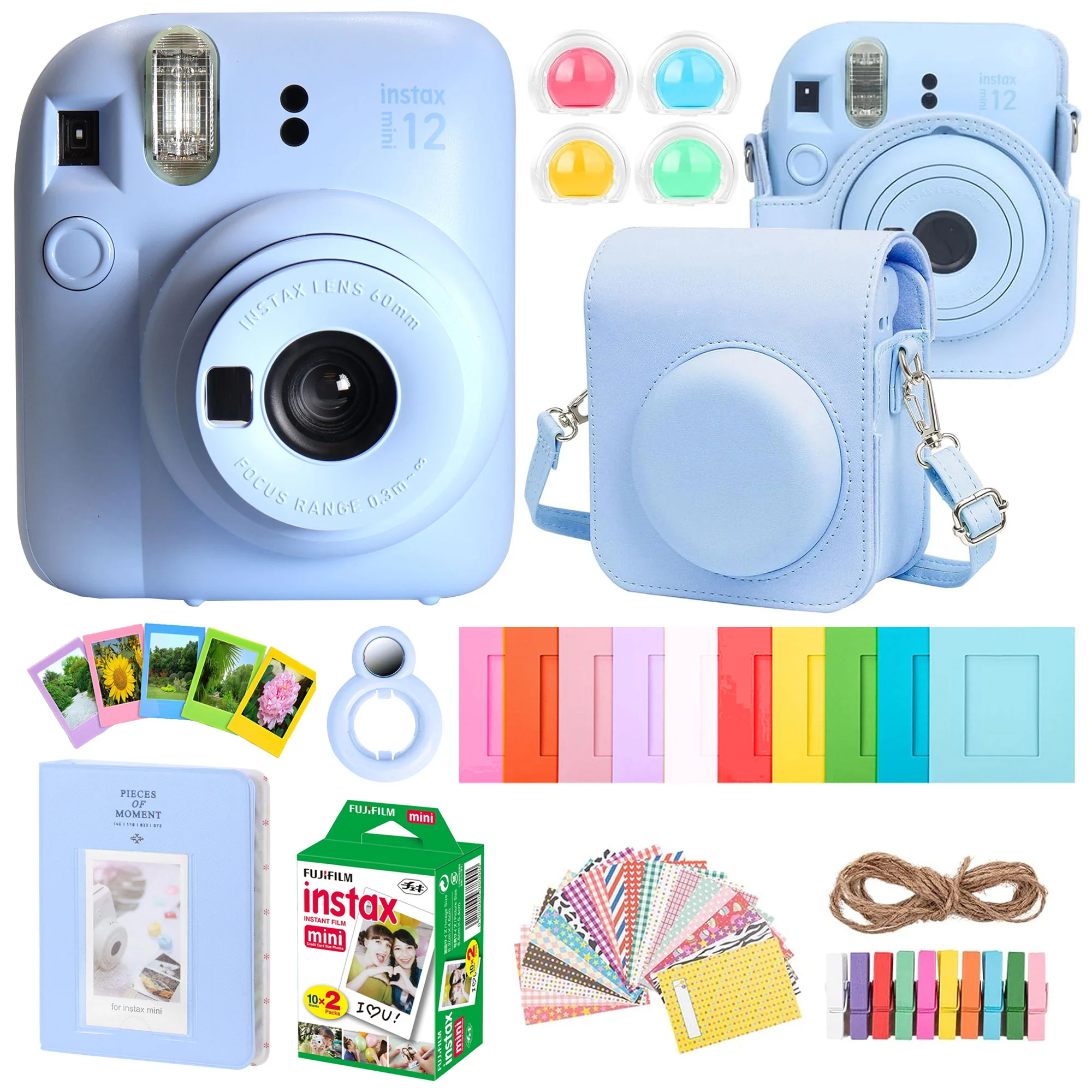 Fujifilm Instax Mini 12 Pastel Blue All-In-1 Camera Bundle Gift Set