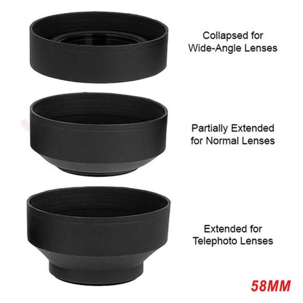 Vivitar 58mm Soft Rubber Collapsible Lens Hood For Canon DSLR Cameras - Image 2