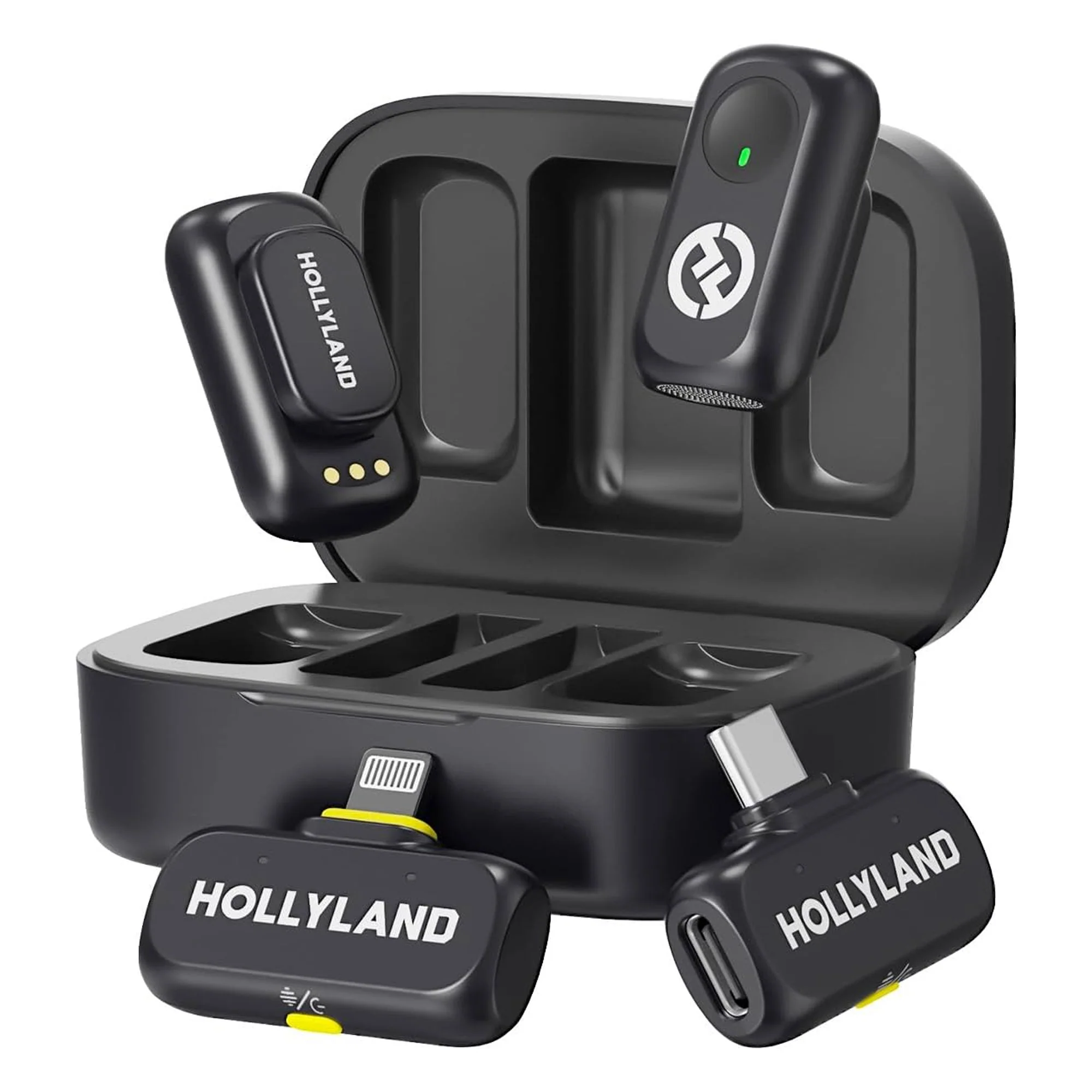 Hollyland LARK A1 Combo 2-Person Wireless Microphone System with USB-C and Lightning Connectors for Mobile Devices (Space Gray, 2.4 GHz)