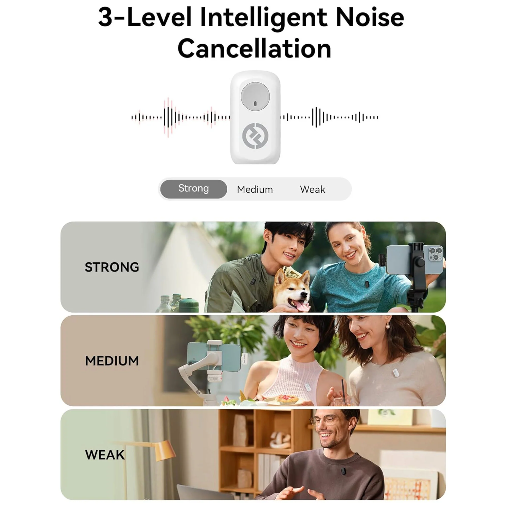 Hollyland LARK A1 Combo 2-Person Wireless Microphone System with USB-C and Lightning Connectors for Mobile Devices (Ivory White, 2.4 GHz) - Image 9