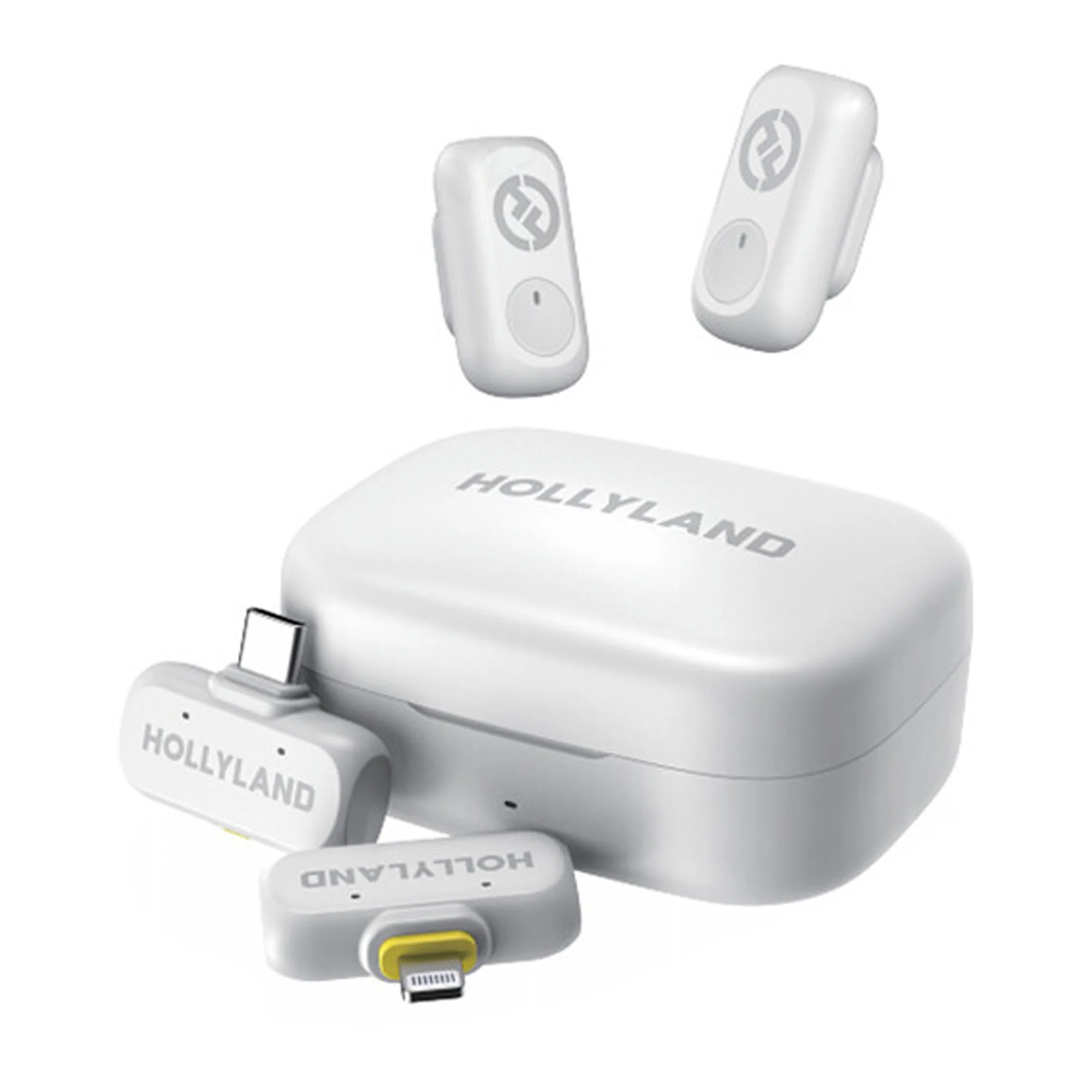 Hollyland LARK A1 Combo 2-Person Wireless Microphone System with USB-C and Lightning Connectors for Mobile Devices (Ivory White, 2.4 GHz) Video Bundle - Image 2