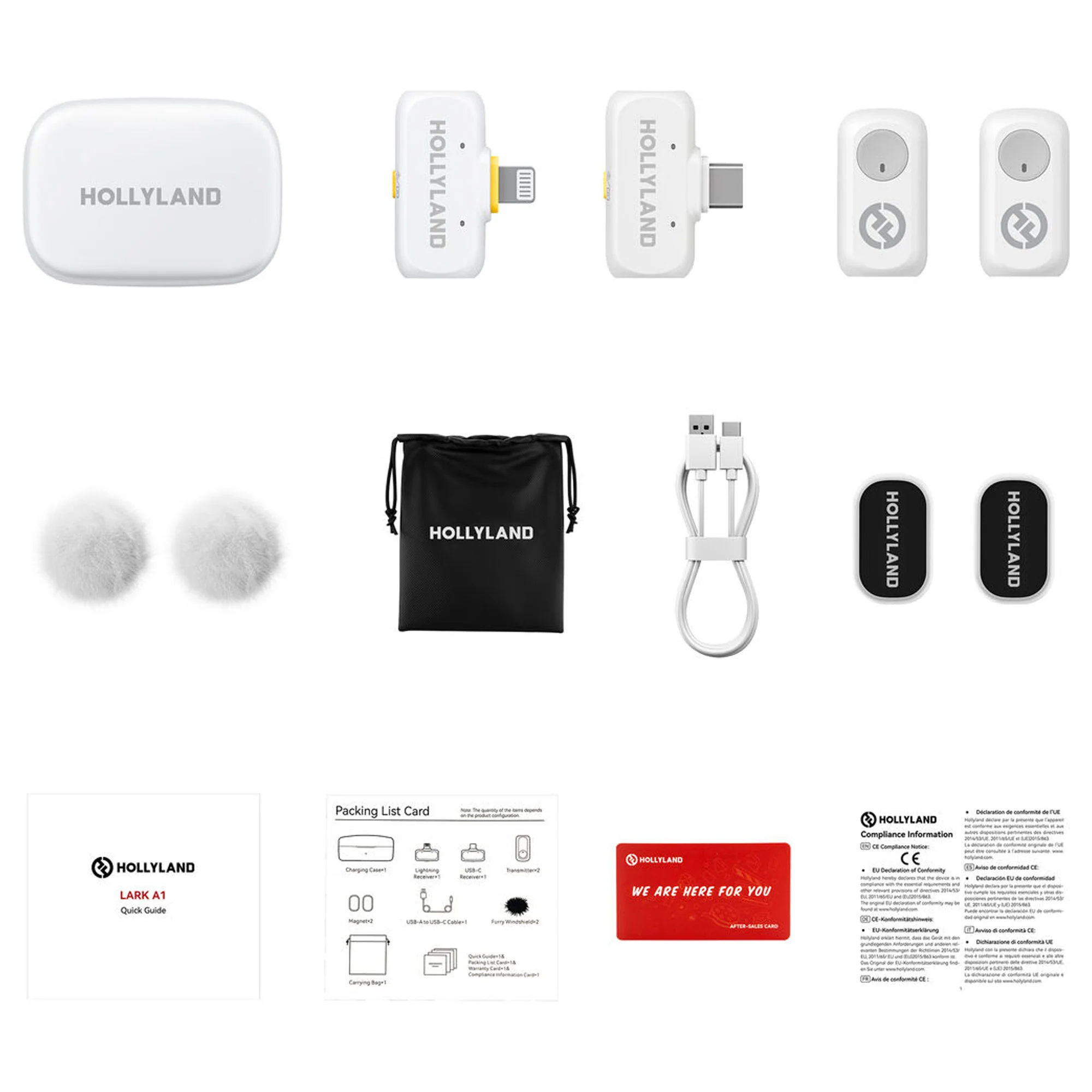 Hollyland LARK A1 Combo 2-Person Wireless Microphone System with USB-C and Lightning Connectors for Mobile Devices (Ivory White, 2.4 GHz) Video Bundle - Image 3
