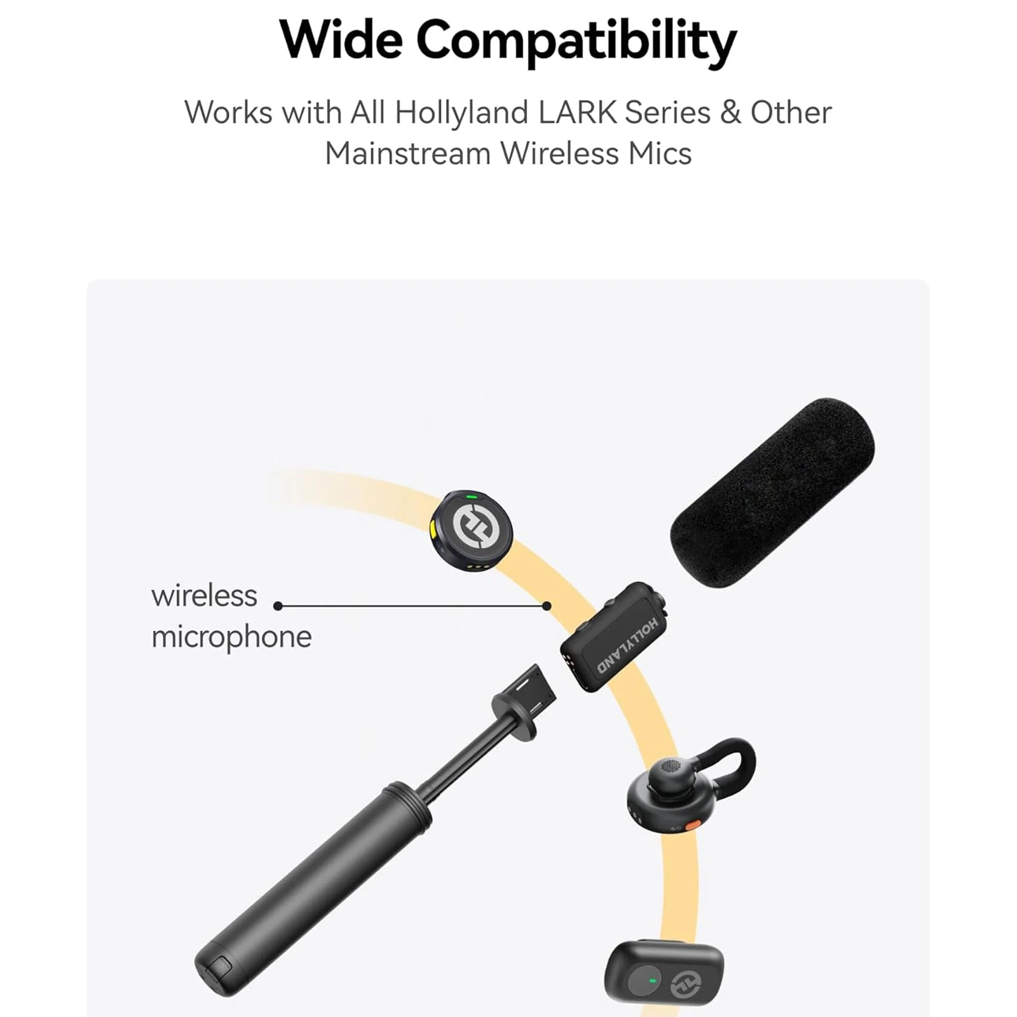 Hollyland LARK A1 Combo 2-Person Wireless Microphone System with USB-C and Lightning Connectors for Mobile Devices (Space Gray) Podcast & Interview Bundle - Image 11