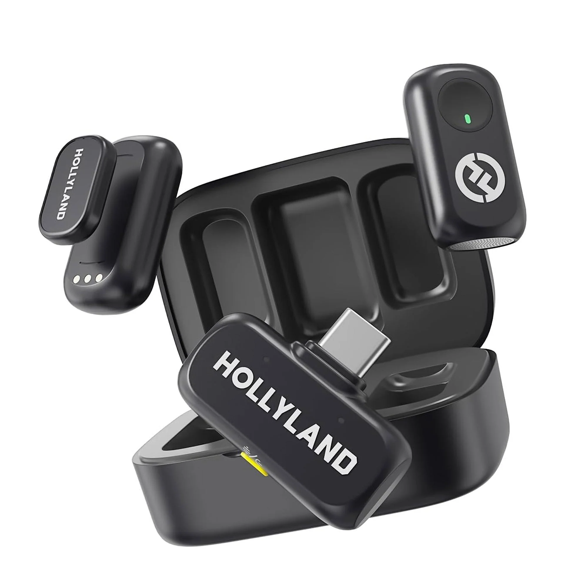 Hollyland LARK A1 Duo 2-Person Wireless Lavalier Microphone System with USB-C Connector for Mobile Devices (Space Gray, 2.4 GHz) with Content Creation Bundle - Image 2
