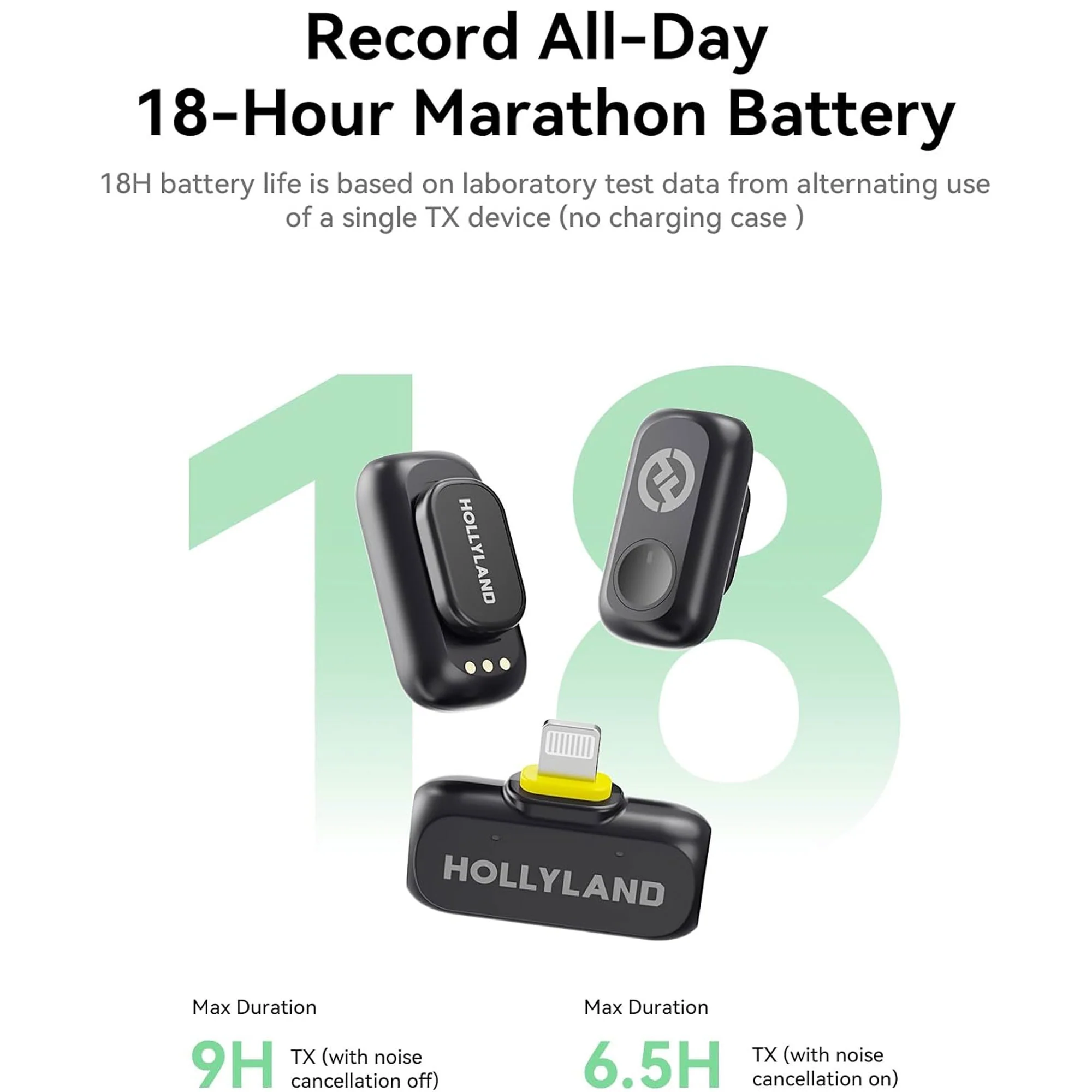 Hollyland LARK A1 Mini Duo 2-Person Wireless Microphone System with Lightning Connector for iOS Devices (Space Gray, 2.4 GHz) - Image 5