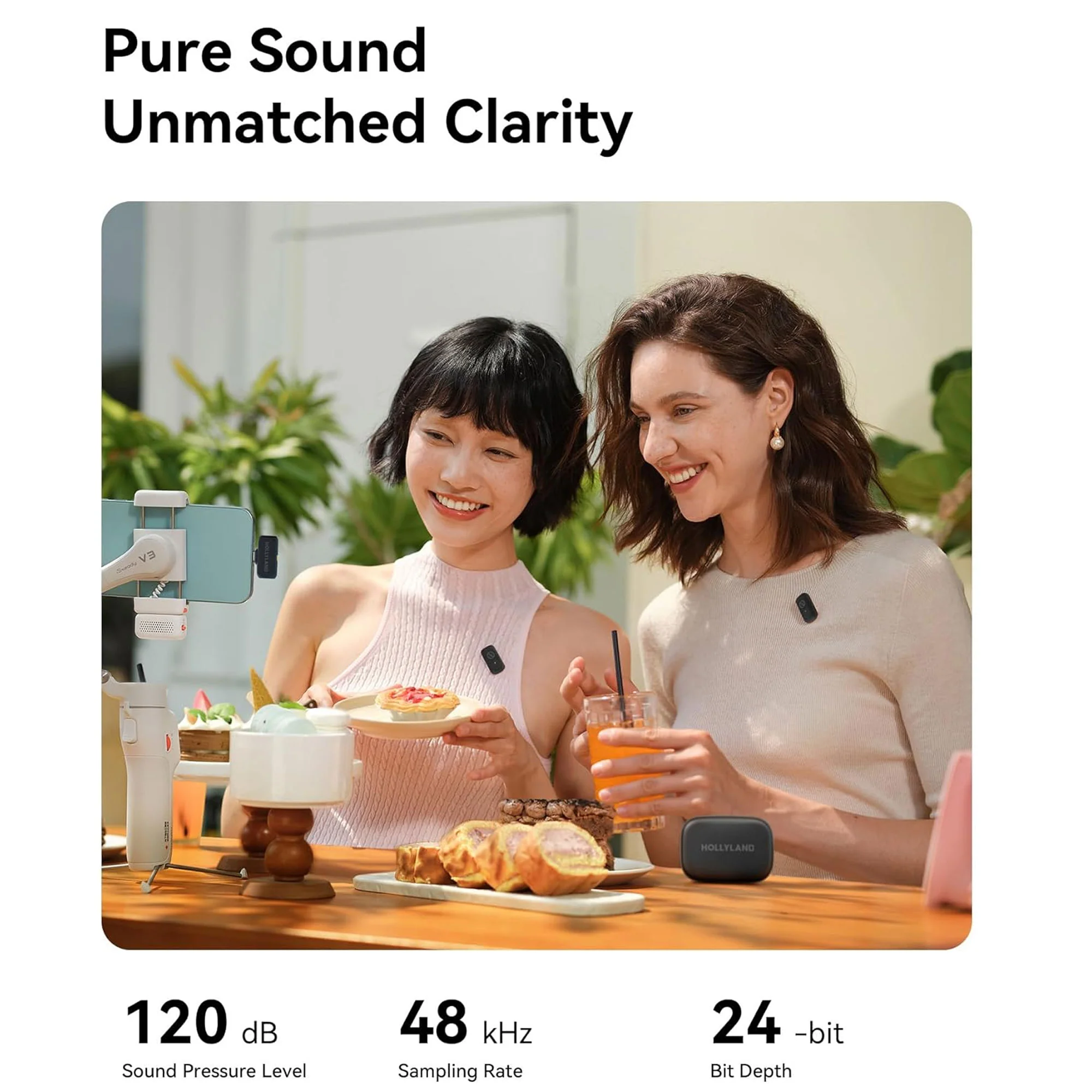 Hollyland LARK A1 Mini Duo 2-Person Wireless Mic System for iOS + 16GB MicroSD & 13" Pocket Tripod - Image 3