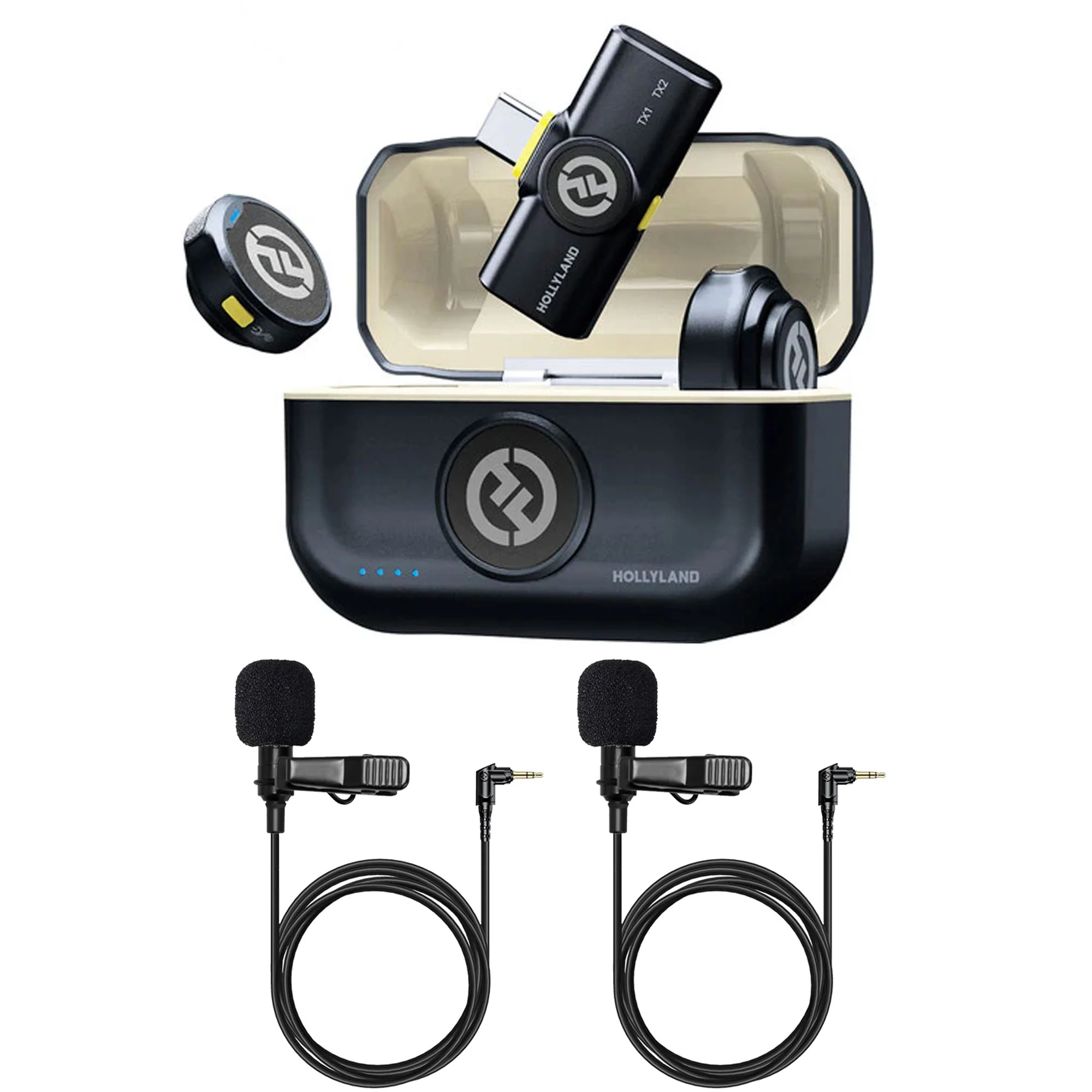 Hollyland LARK M2 2.4GHz 2-Person Wireless Lavalier Microphone System with USB-C Plug & Play + 2x Lavalier Microphone