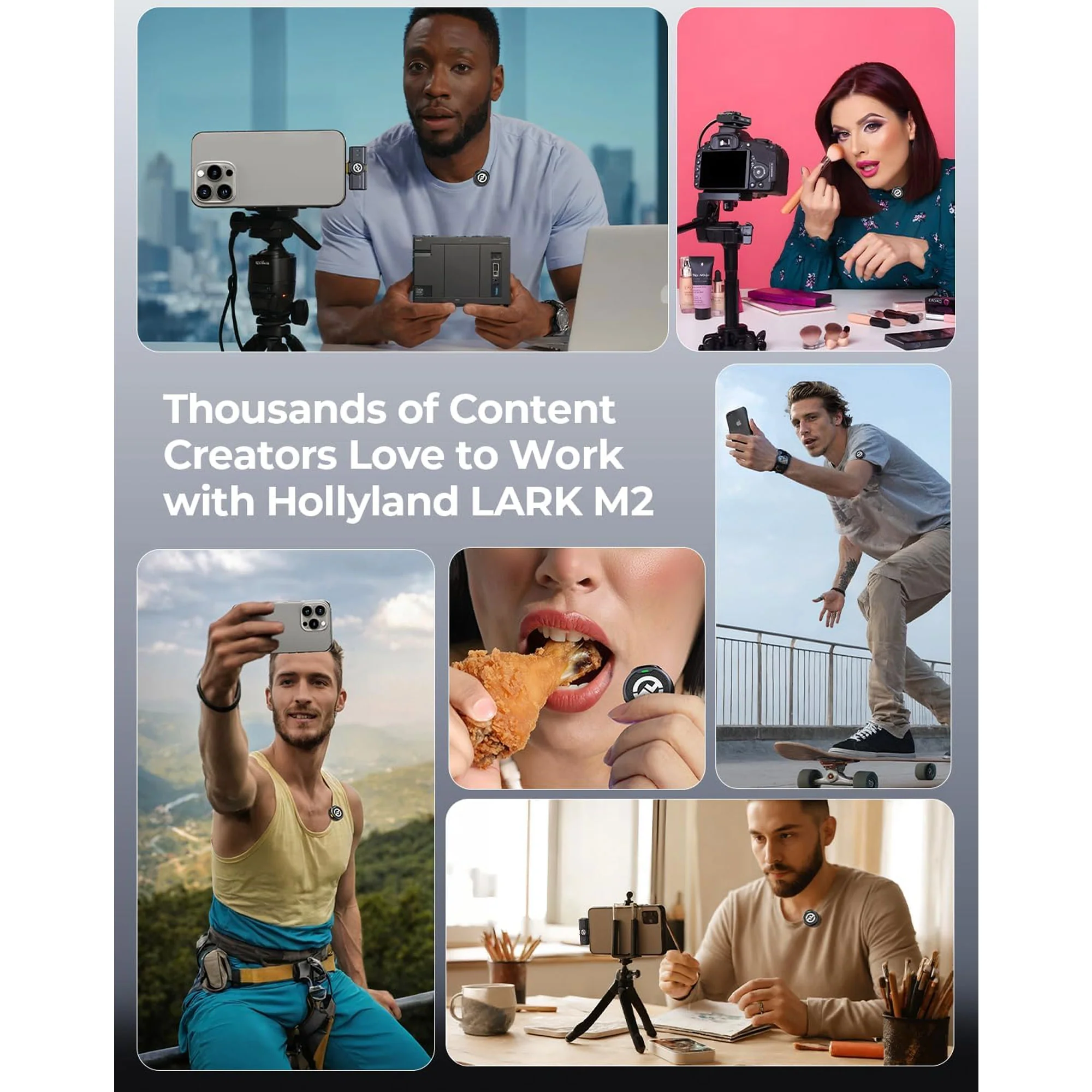 Hollyland LARK M2 DUO 2-Person Wireless Camera-Mount Microphone System - Universal Compatible (2.4 GHz, Shine Charcoal) - Image 10