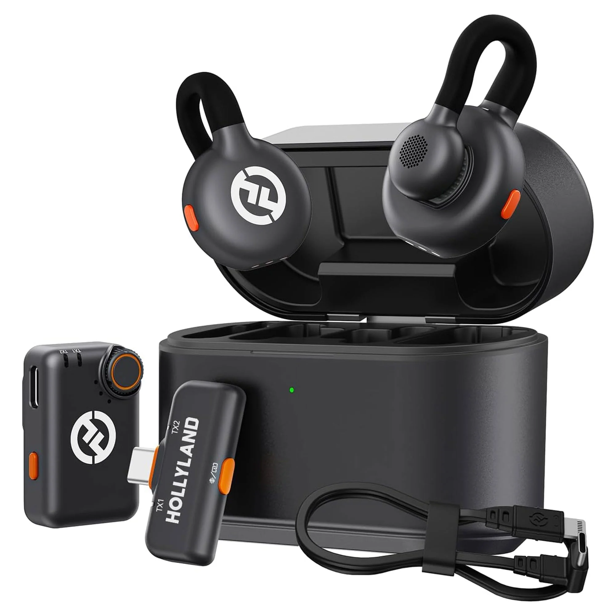Hollyland LARK M2S Combo 2-Person Wireless Microphone System with USB-C to Lightning - Universal Compatibility (2.4 GHz, Space Gray) Video Bundle - Image 2