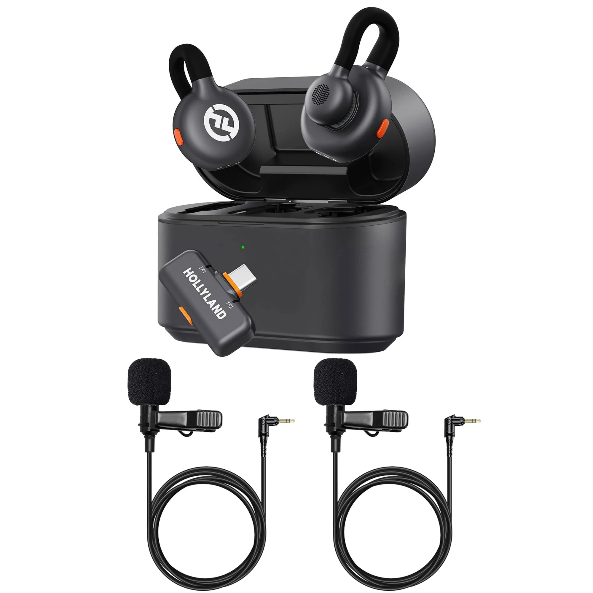 Hollyland LARK M2S DUO 2-Person Wireless Microphone System with USB-C Connector for Mobile Devices - Plug & Play + 2x Lavalier Microphone