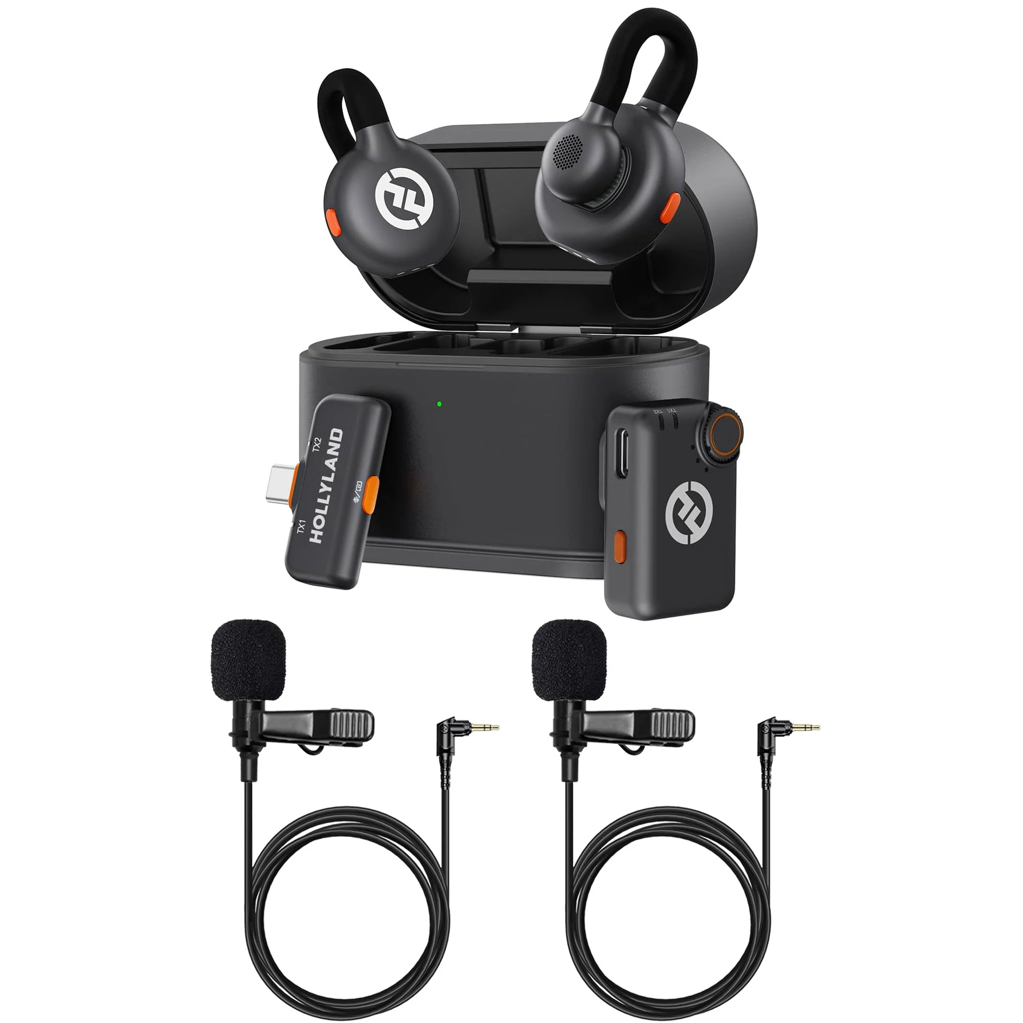 Hollyland LARK M2S Mini Combo 2-Person Wireless Microphone System - Universal Compatibility + 2x Lavalier Microphone