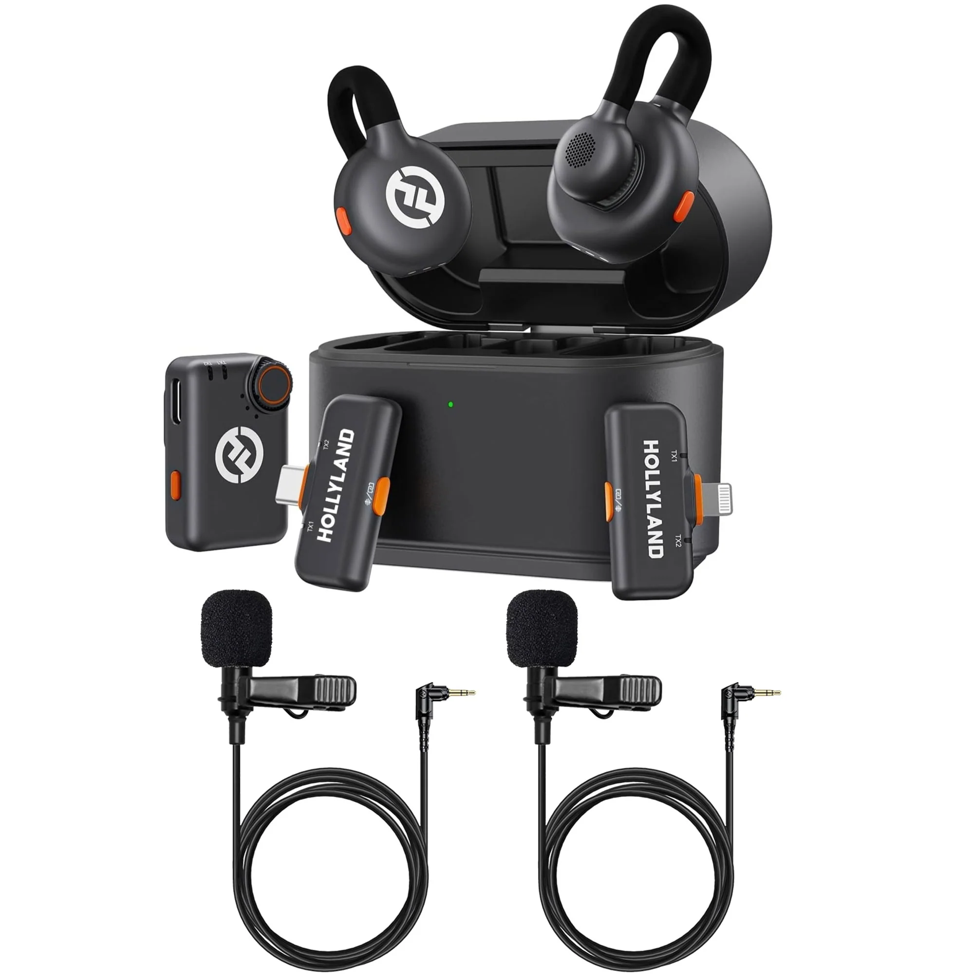Hollyland Lark M2S Ultimate Combo (Camera RX+USB-C RX+Lightning RX) Wireless Lavalier Microphone + 2x Lavalier Microphone