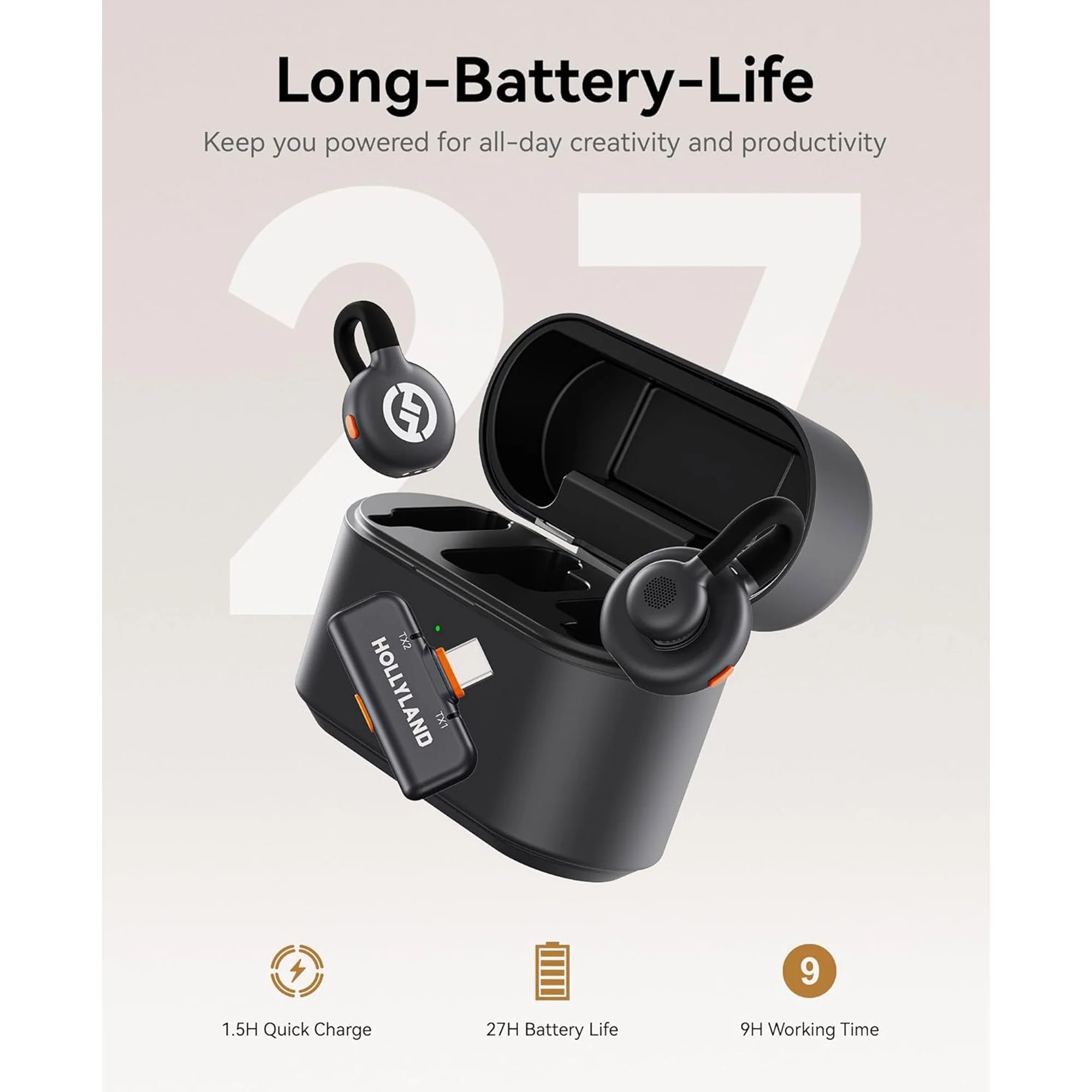 Hollyland LARK M2S DUO 2-Person Wireless Microphone System with USB-C Connector for Mobile Devices - Plug & Play (2.4 GHz, Space Gray) + Accessories - Image 7