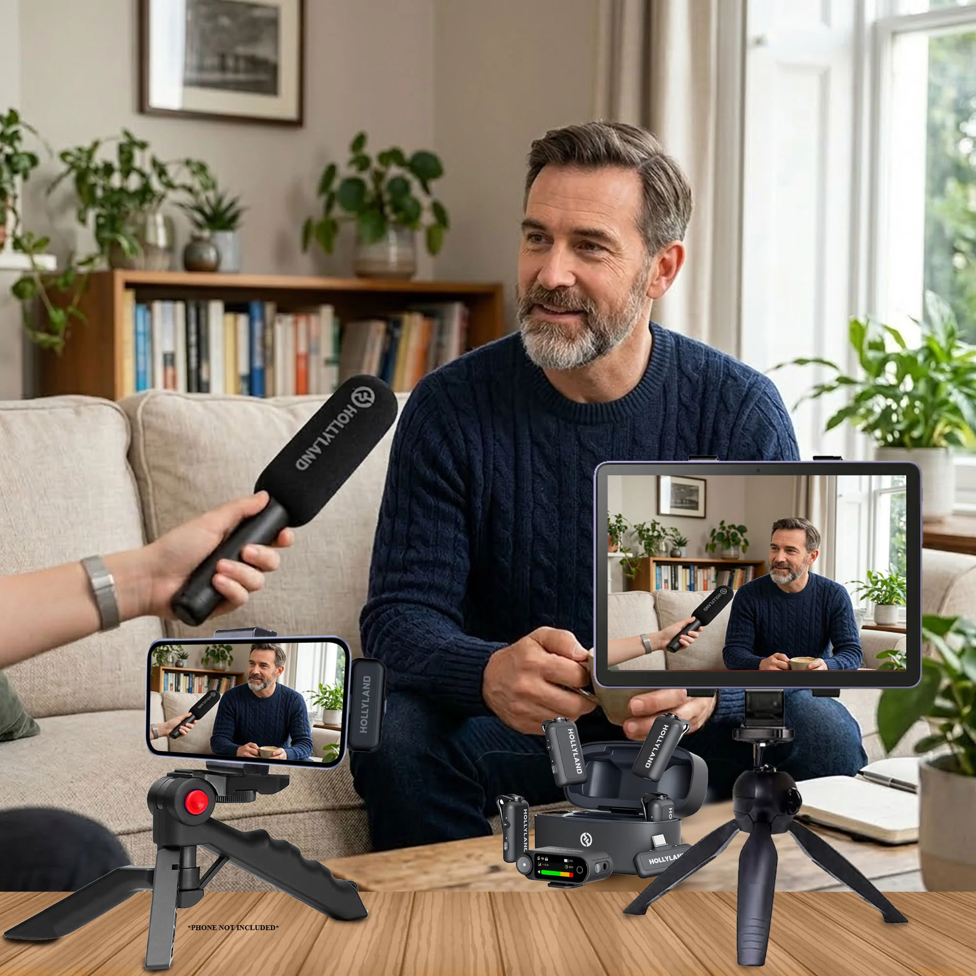 Hollyland LARK MAX 2 Combo 4-Person Wireless Microphone System for Cameras and Mobile Devices (Space Gray, 2.4 GHz) Podcast & Interview Bundle - Image 2
