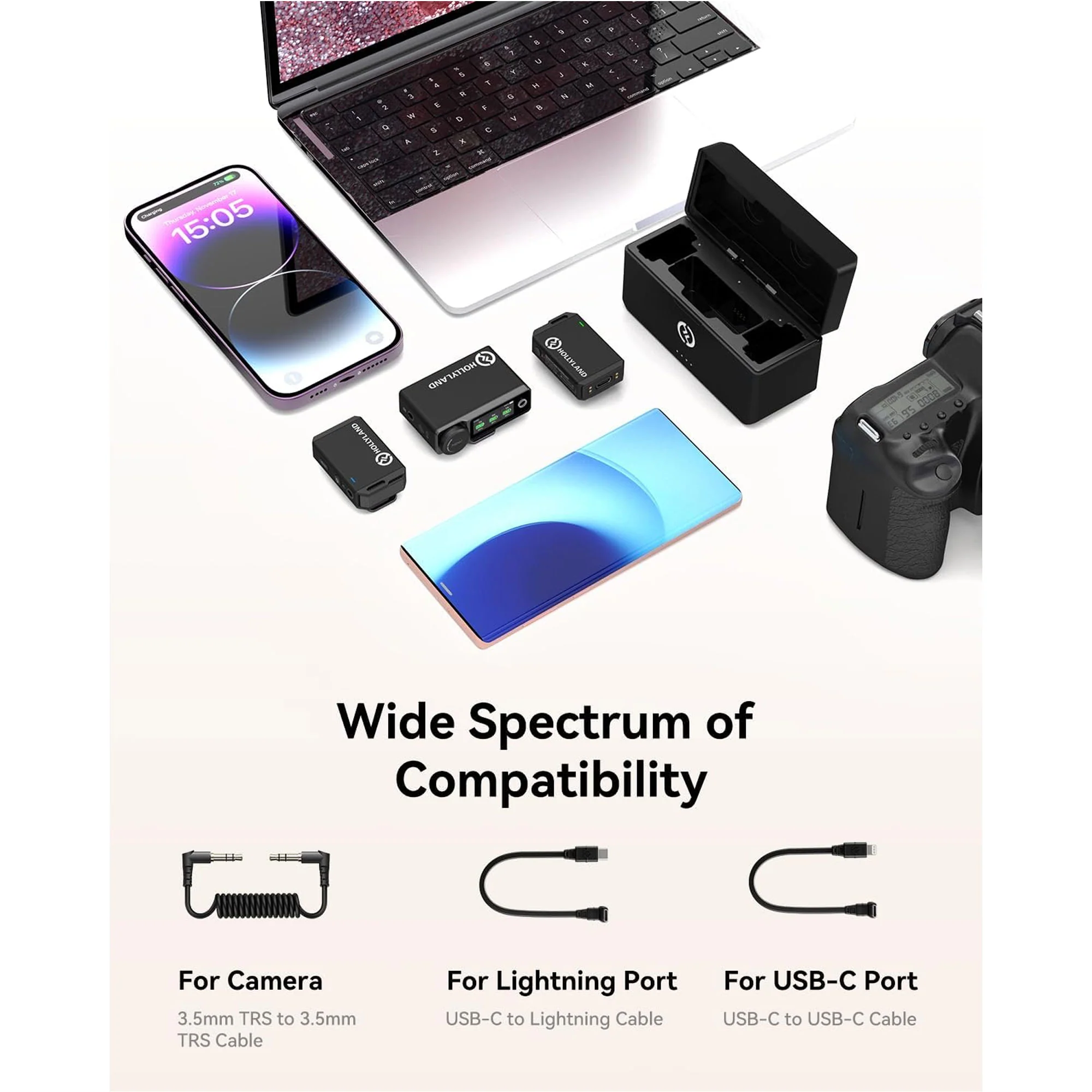 Hollyland Lark Max Wireless Lavalier Microphone System with Professional ENC, Studio Quality Audio, 22H Duration, 820ft(250m) Range, Compatible with DSLR Camera, iPhone, Android, PC-Black - Image 7