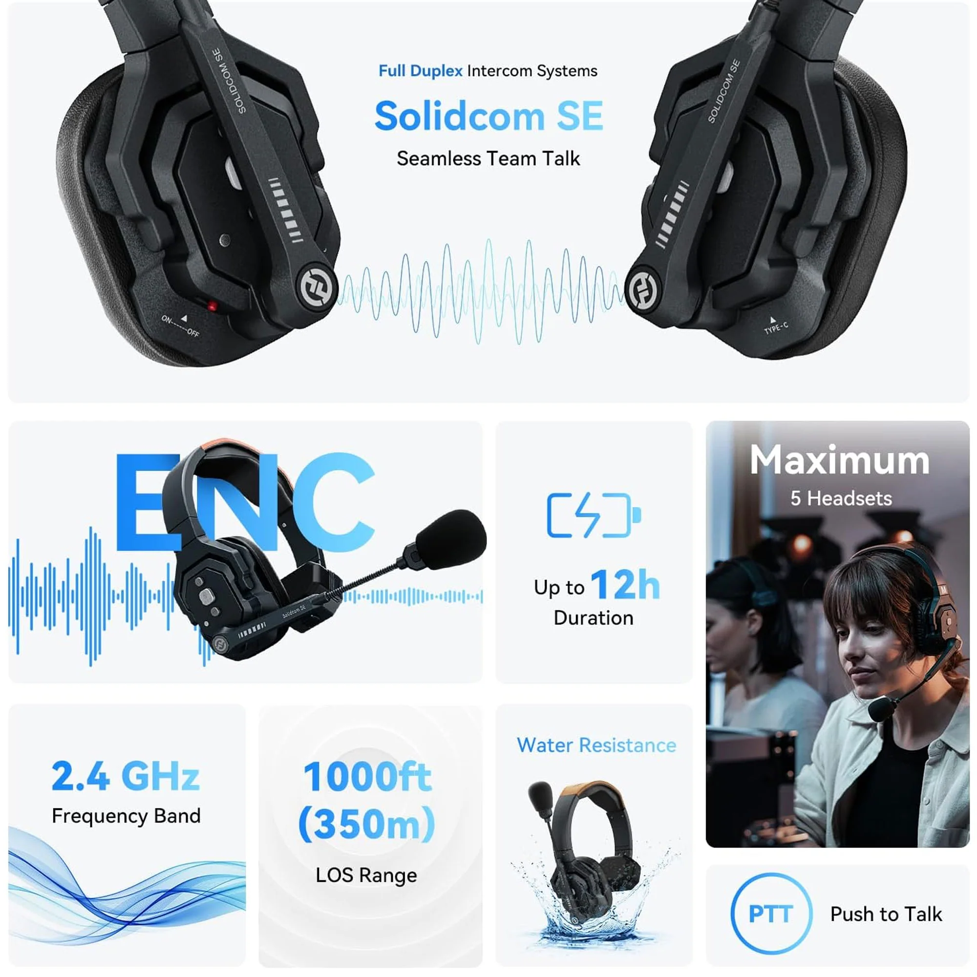 Hollyland Solidcom SE Global Full-Duplex Wireless Single-Ear Remote Headset (2.4 GHz) - Image 2