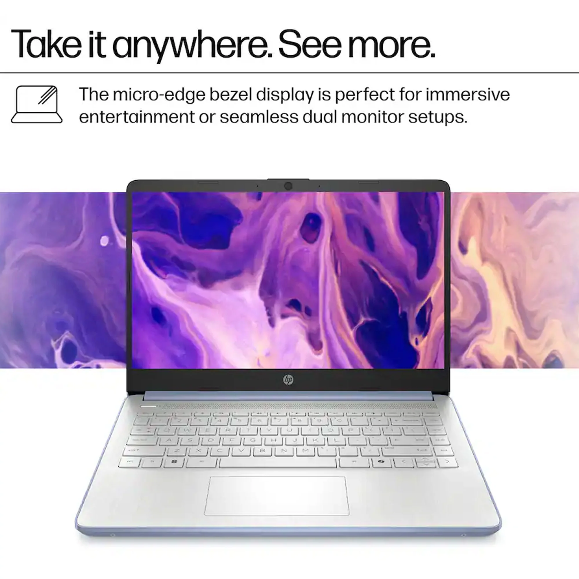 HP 14" Laptop - Intel Processor N150 2025 - 4GB Memory, 128GB UFS (Sky Blue) - Image 7