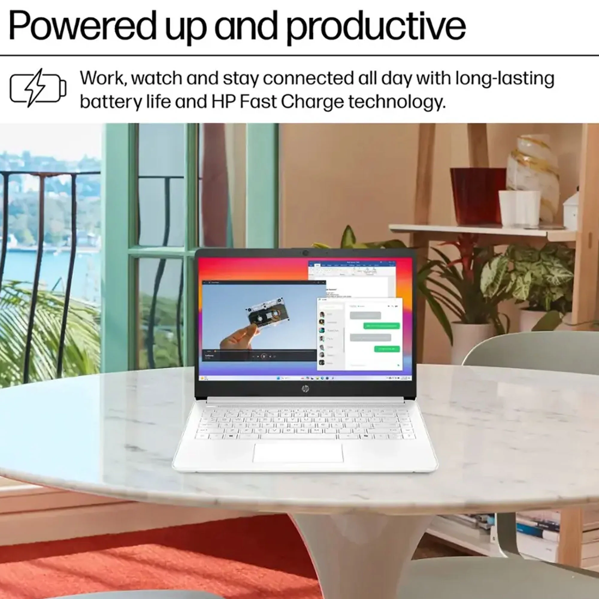 HP 14" Laptop with Intel Celeron N4500 Processor, 4GB RAM, 64GB eMMC Storage – Snowflake White + Transcend 256GB SDXC Card Accessory Bundle - Image 5