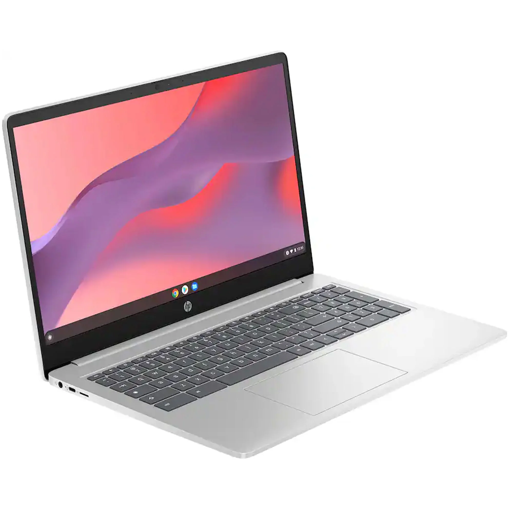HP 15.6" Chromebook Laptop - Intel Processor N200 2023 - 8GB Memory, 64GB eMMC (Natural Silver) + Splash Proof Laptop Bag - Image 3