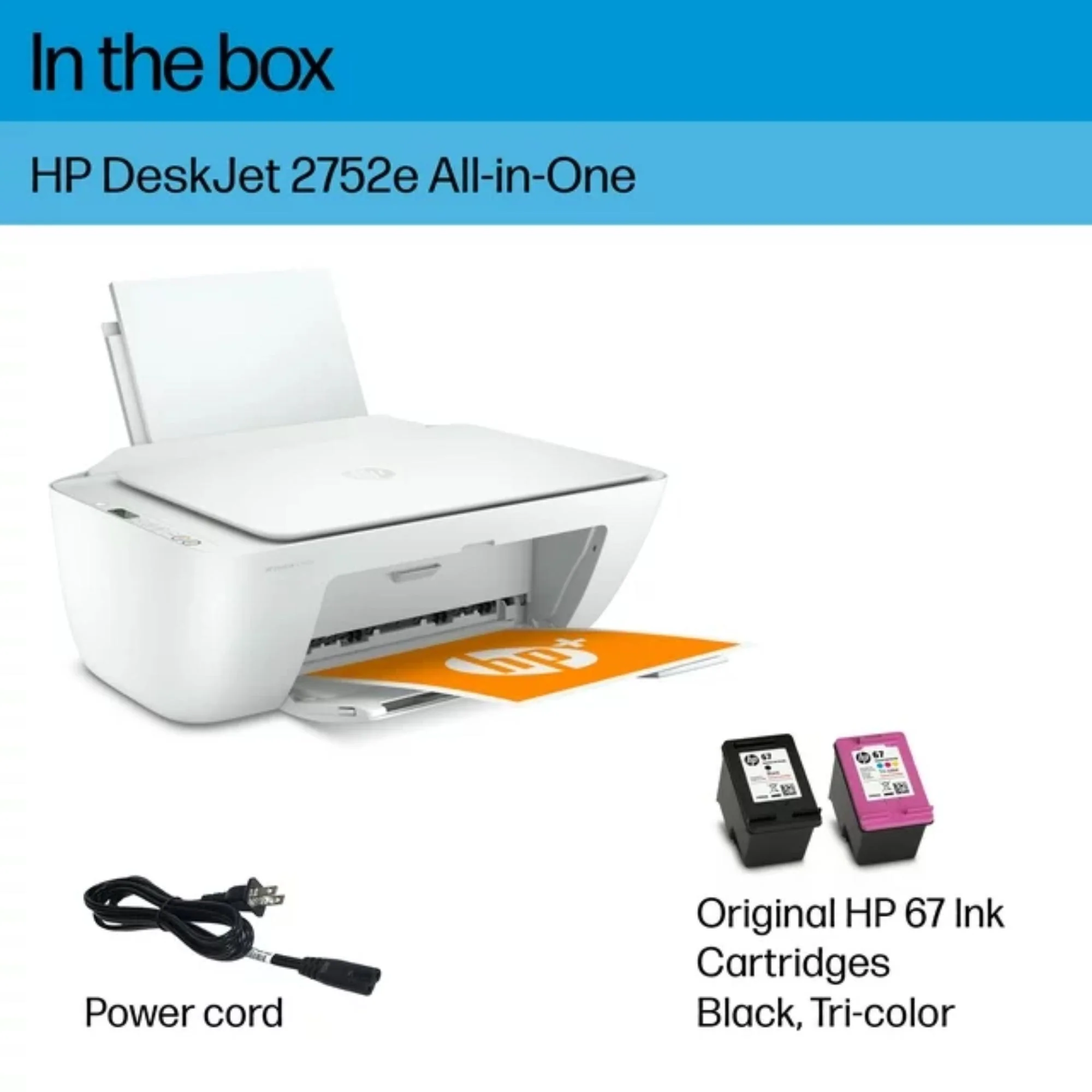 HP DeskJet 2752e All-in-One Wireless Color Inkjet Printer with 10FT Type A Male To B Male Cable - Image 4