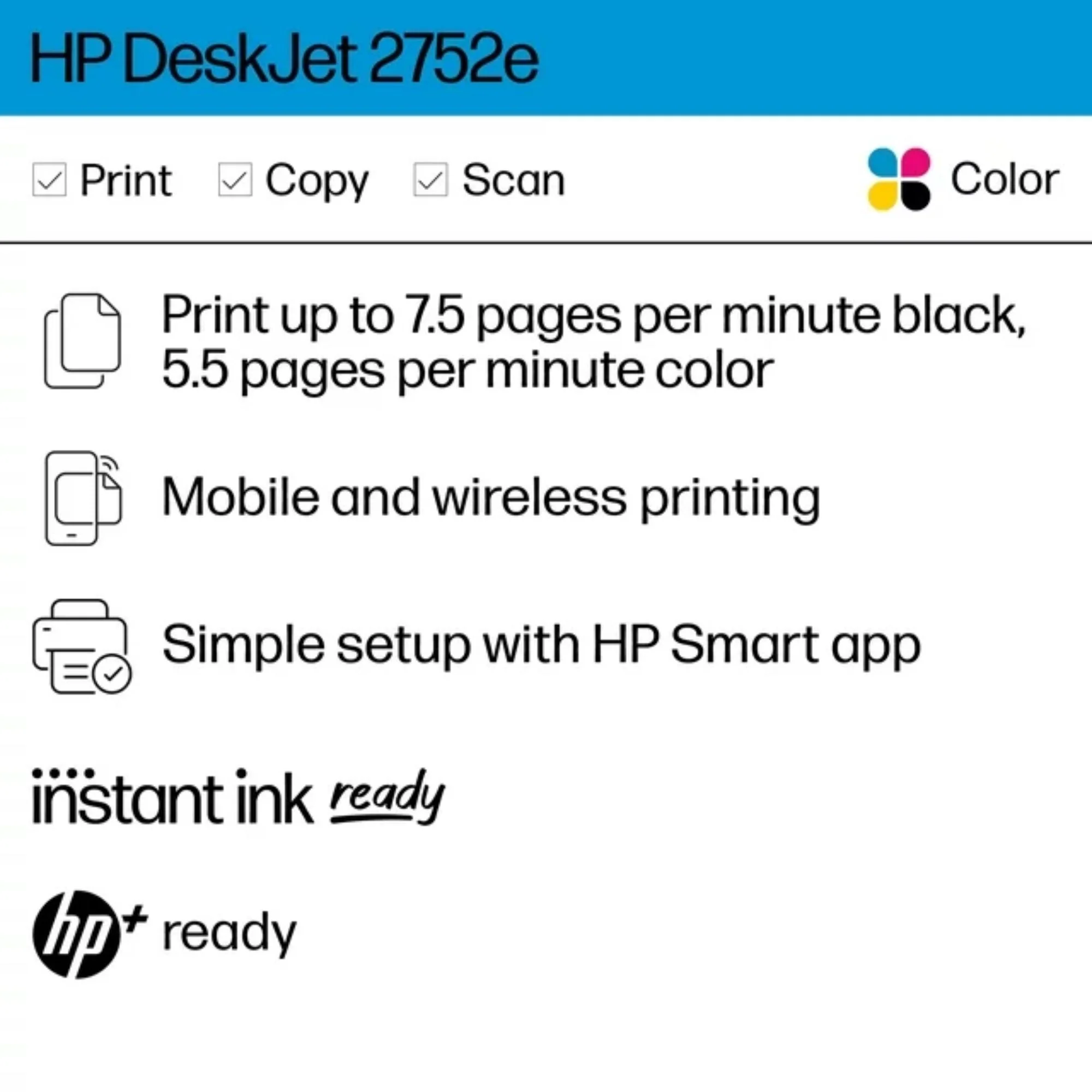 HP DeskJet 2752e All-in-One Wireless Color Inkjet Printer with 3 Months FREE Ink Included with HP+ - Image 2