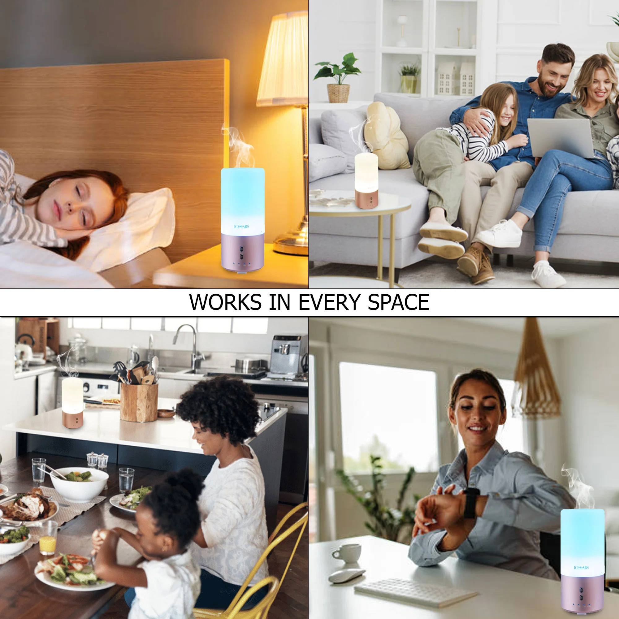 IceLabs Essential Oils Aluminum Alloy Ultrasonic AromaTherapy Aroma Diffuser with 7 LED Changing Color Lights (Rose Gold) - Image 9