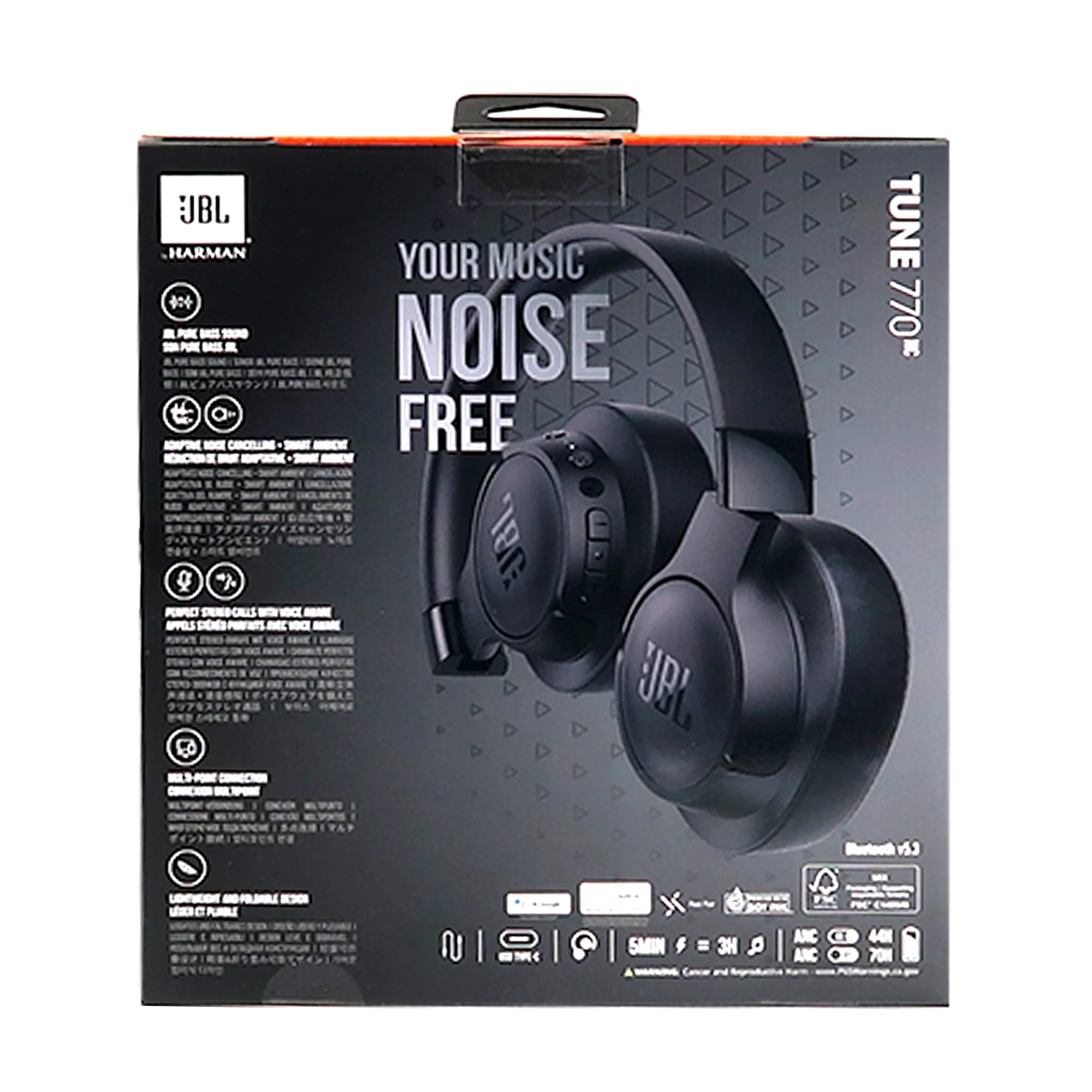 JBL Tune 770NC Noise-Cancelling Over-Ear Headphones (Black) - Image 6