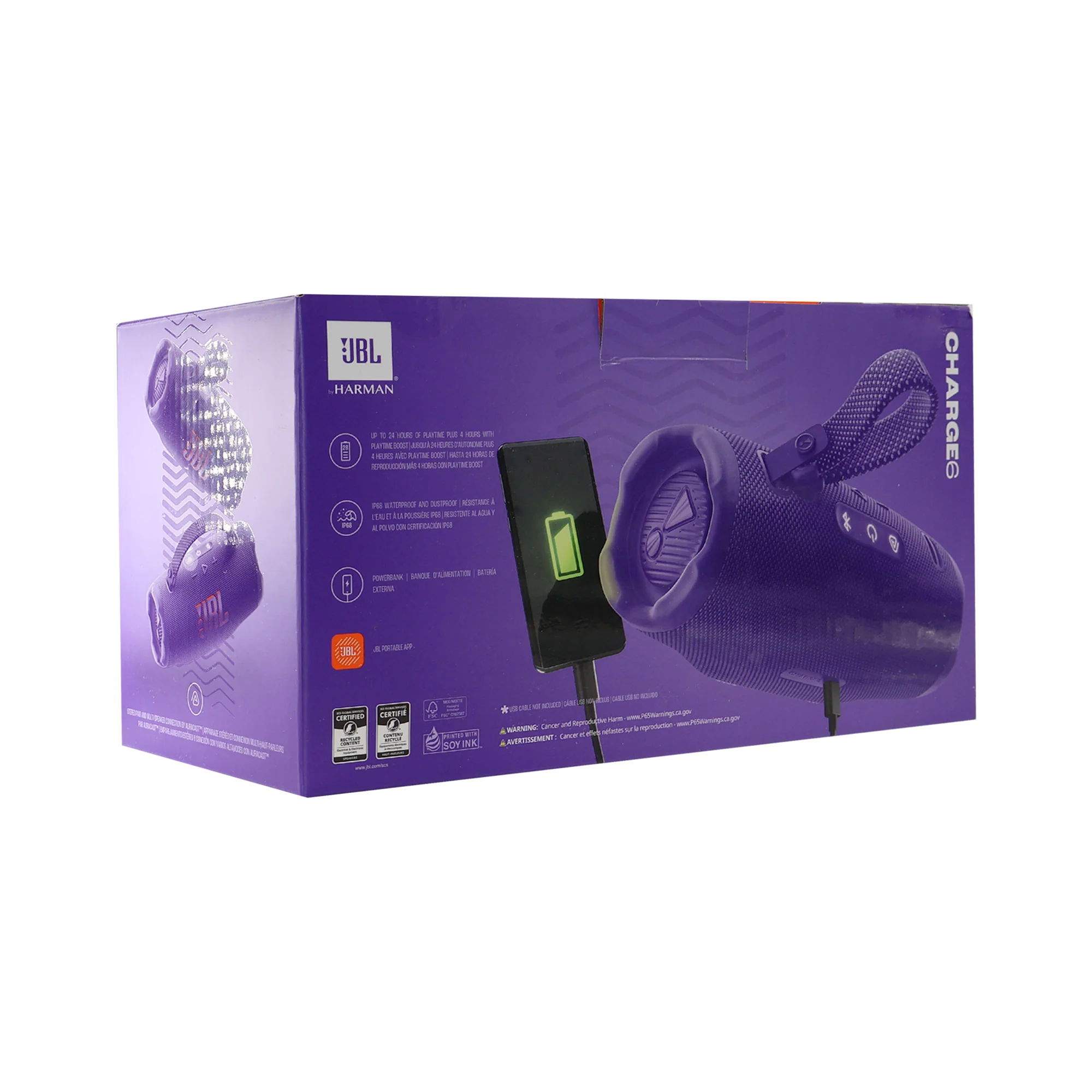 JBL Charge 6 Portable Bluetooth Wireless Speaker (Purple) - Image 3