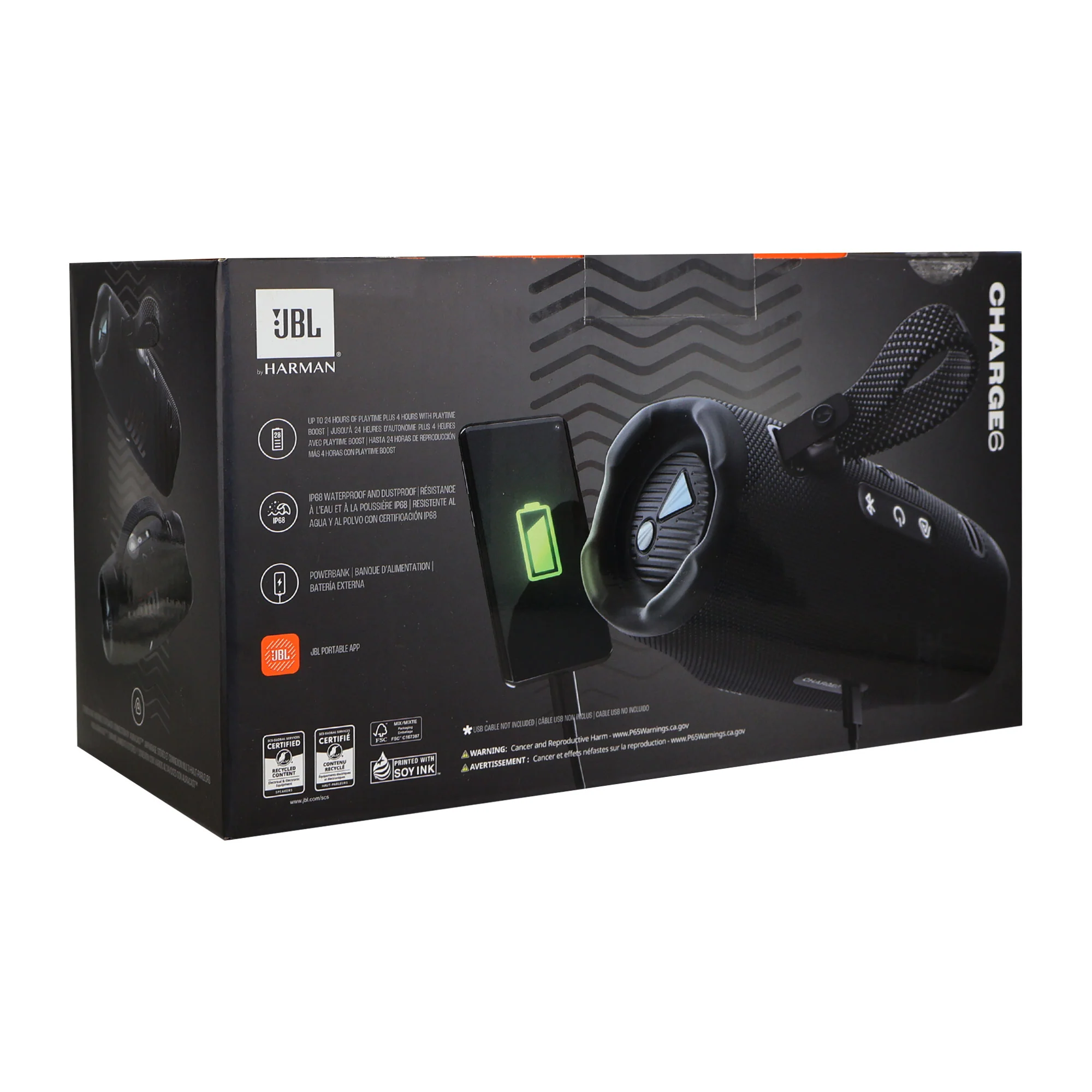JBL Charge 6 Portable Waterproof Bluetooth Speaker (Black) with T110 in Ear Headphones and Fitness & Wellness Plus Software - Image 9