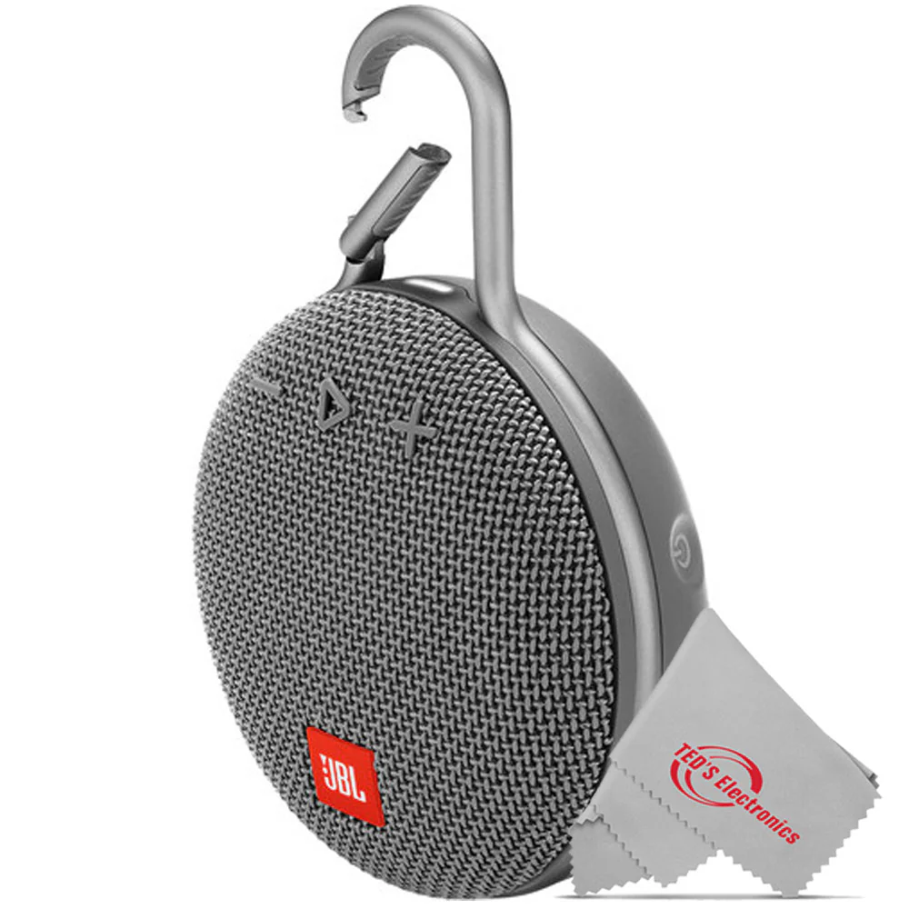 JBL Clip 3 Portable Wireless Bluetooth Speaker Gray and JBL T110 in Ear Headphones - Image 2
