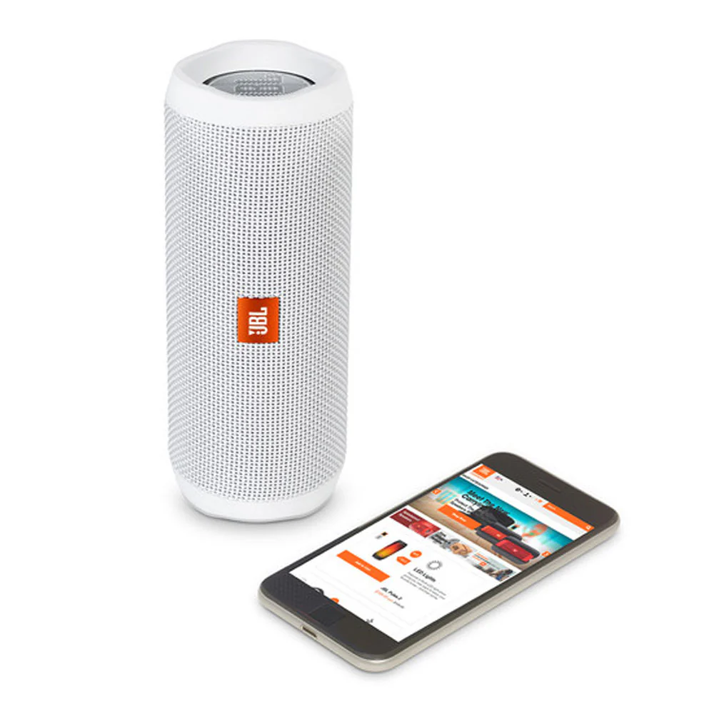 JBL Flip 4 Bluetooth Portable Stereo Speaker - White - Image 3