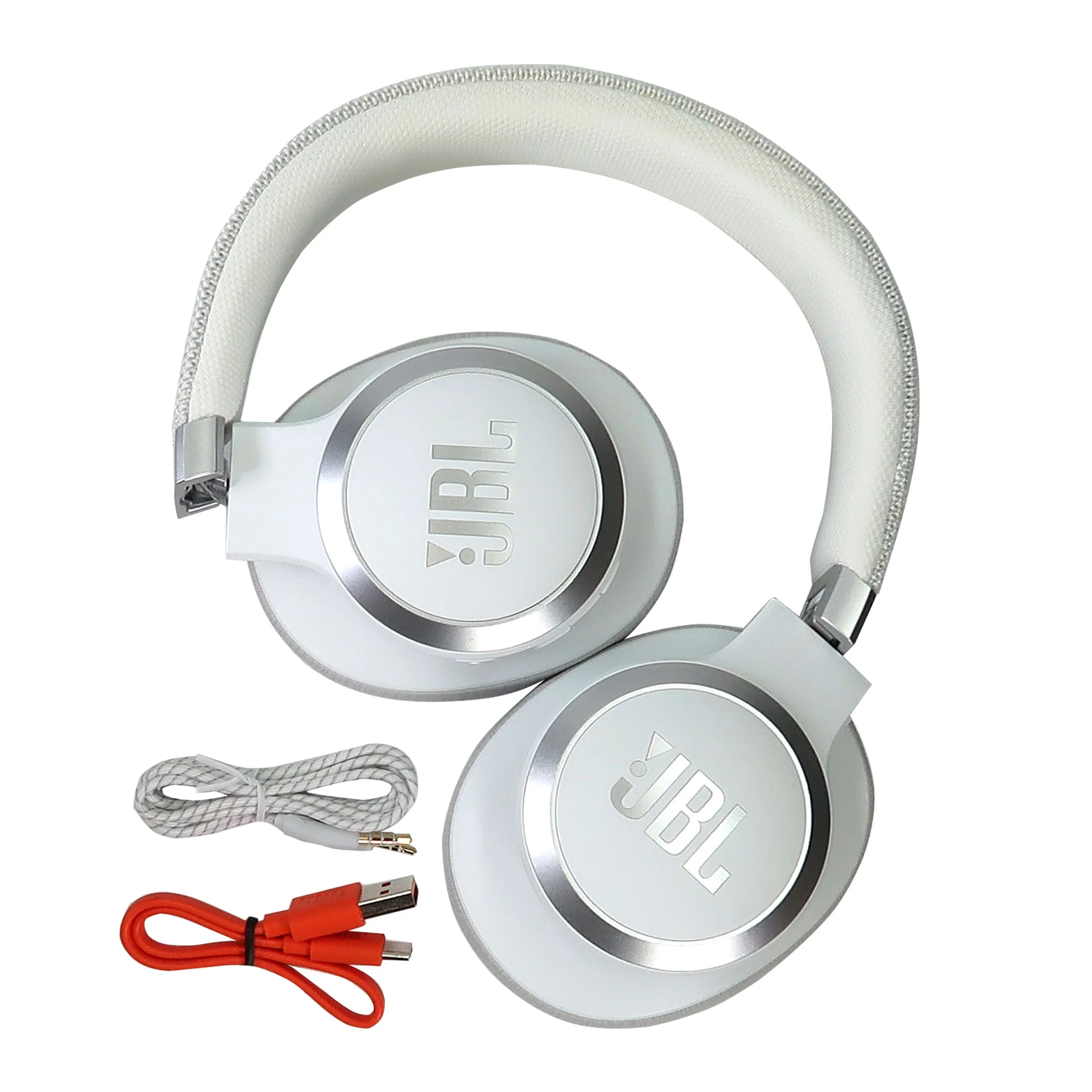 JBL Live 660NC Noise-Canceling Wireless Over-Ear Headphones (White) with JBL C50HI In-Ear Headphones White - Image 4