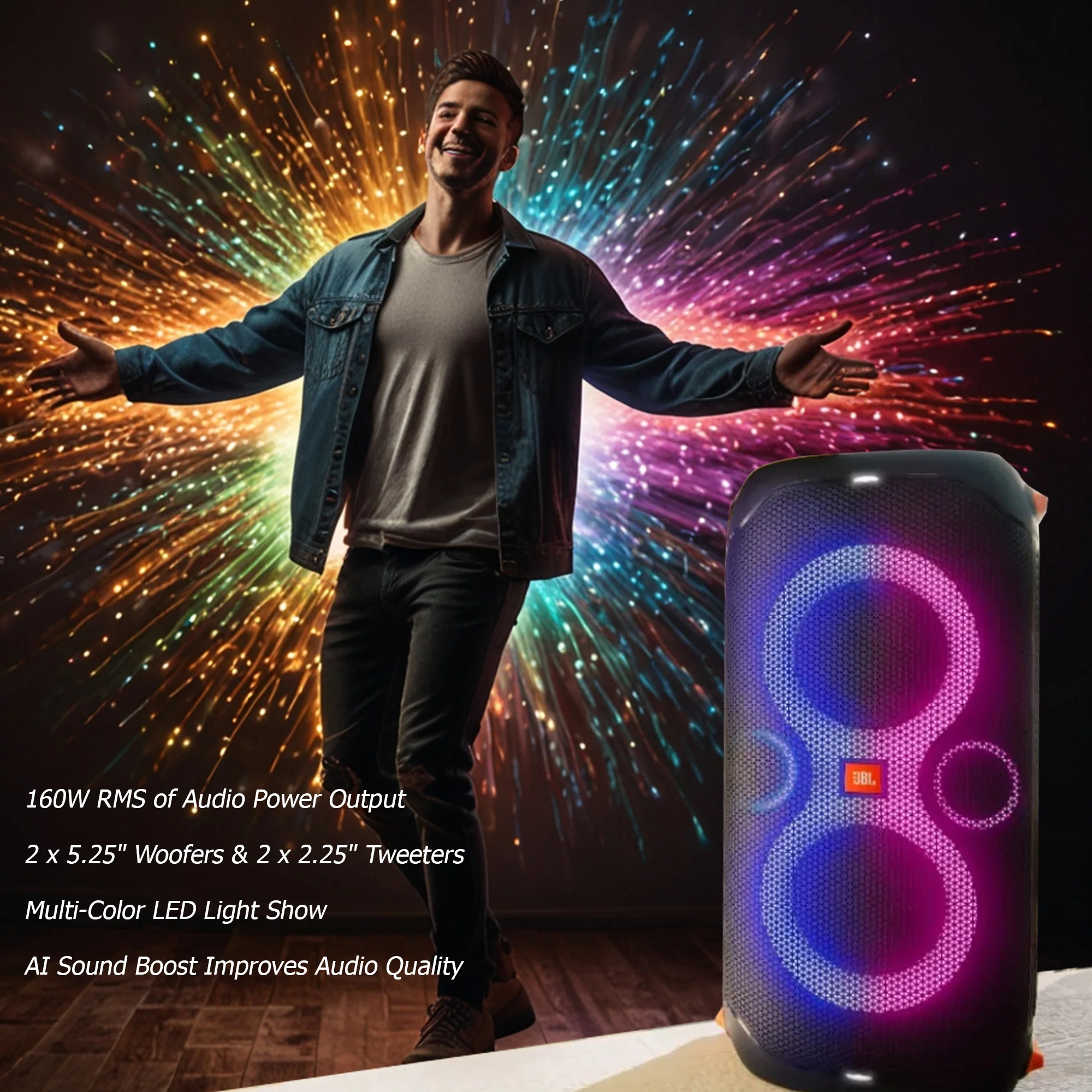 JBL PartyBox Club 120 160W Wireless Party Speaker (Black) - Image 11