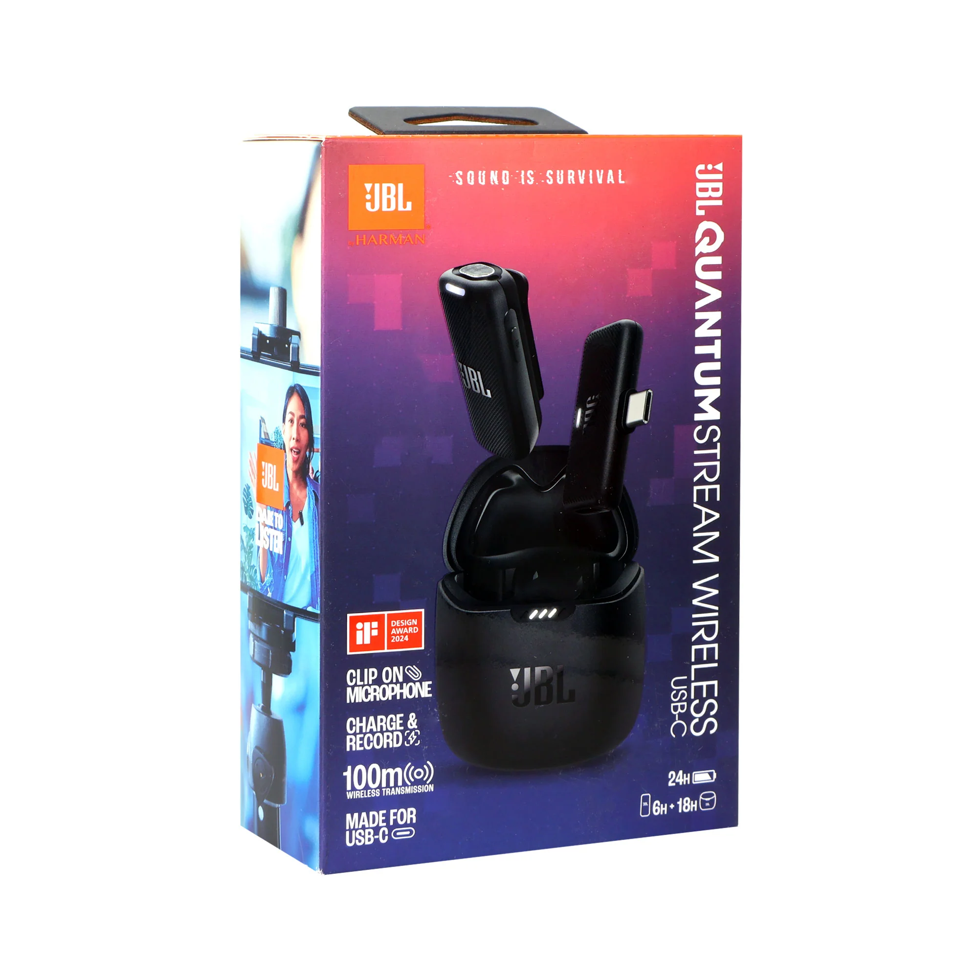 JBL Quantum Stream Wireless Clip-On Microphone System for USB-C Devices (2.4 GHz) with Audio Video Recording Bundle - Image 7