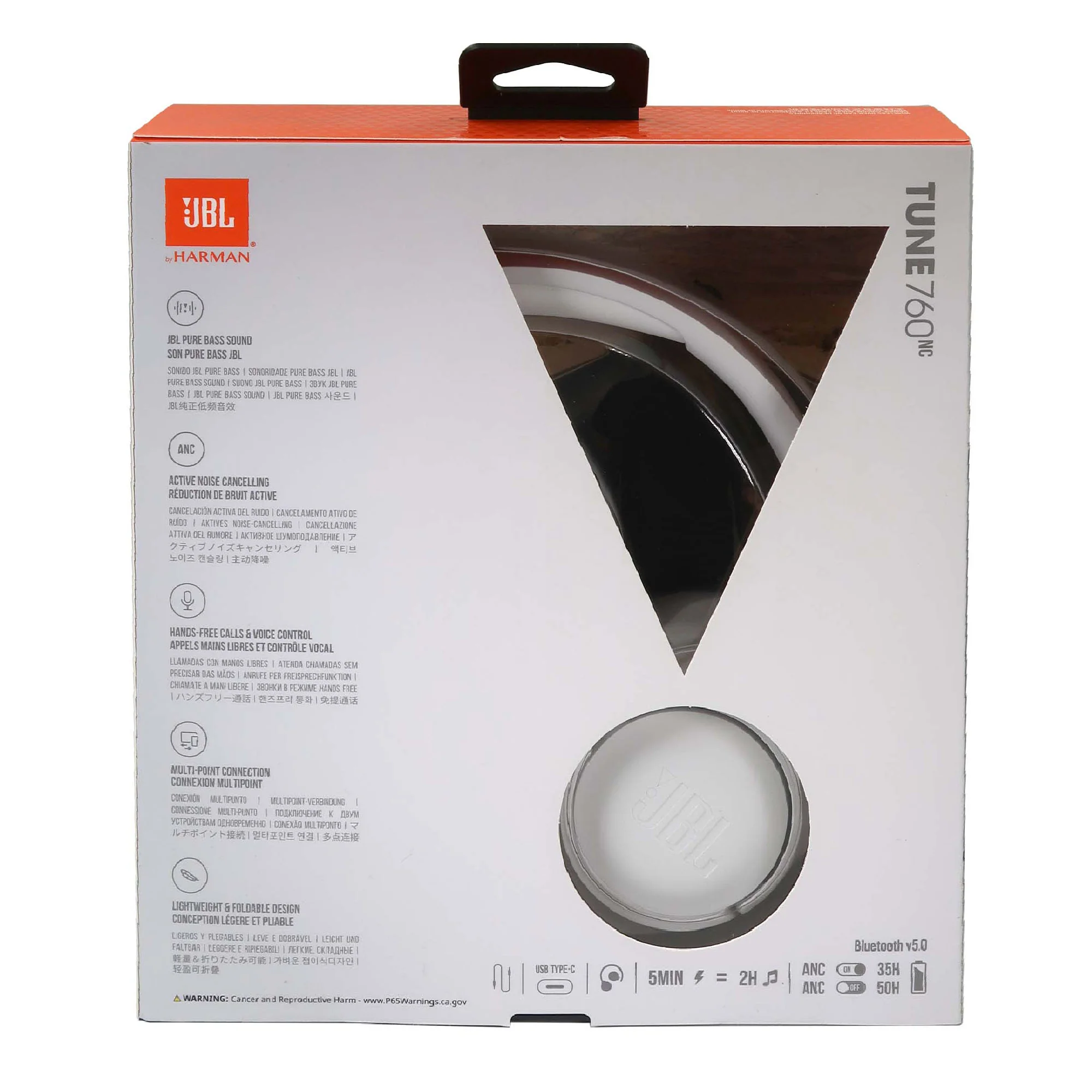 JBL Tune 760NC Noise-Canceling Wireless Over-Ear Headphones (White) - Image 4
